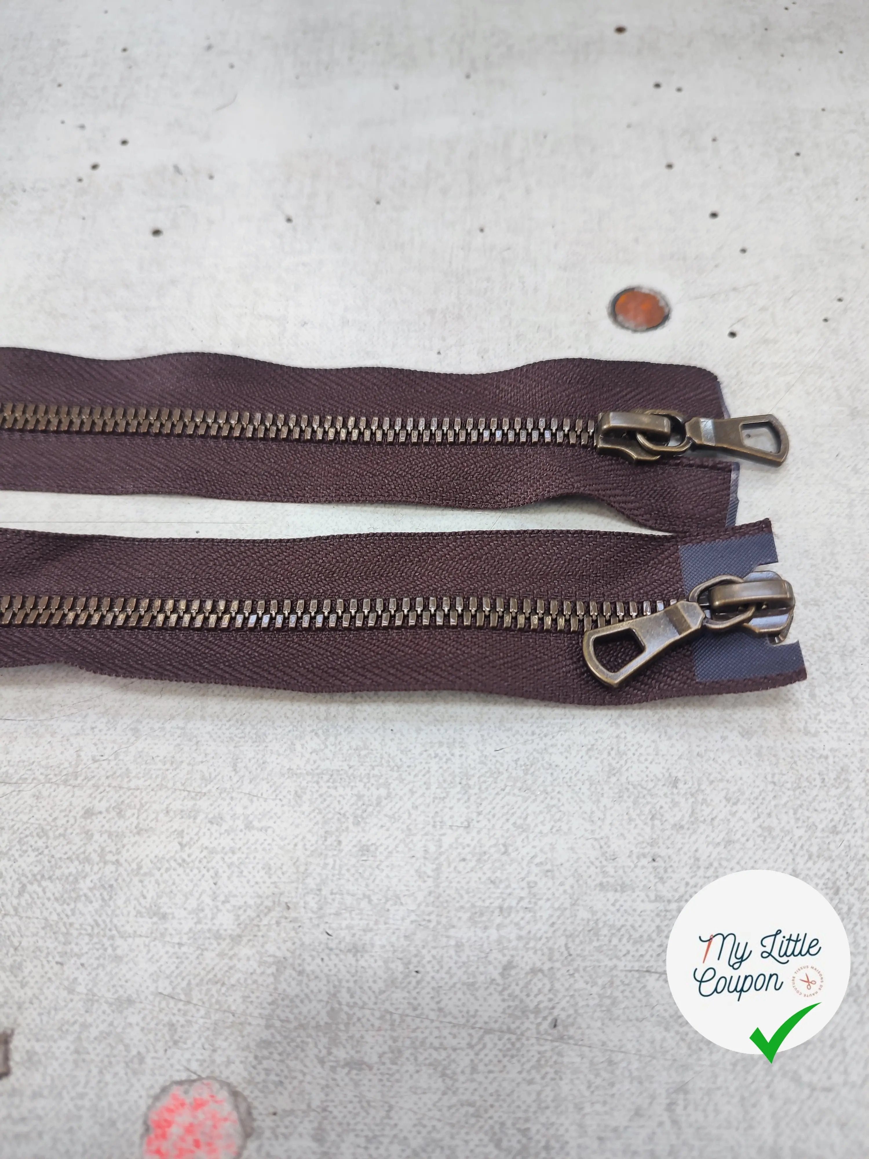 FERMETURE RIRI METAL NON SÉPARABLE DOUBLE CHEMINS 90CM MARRON BORDEAUX FONCÉ - My Little Coupon