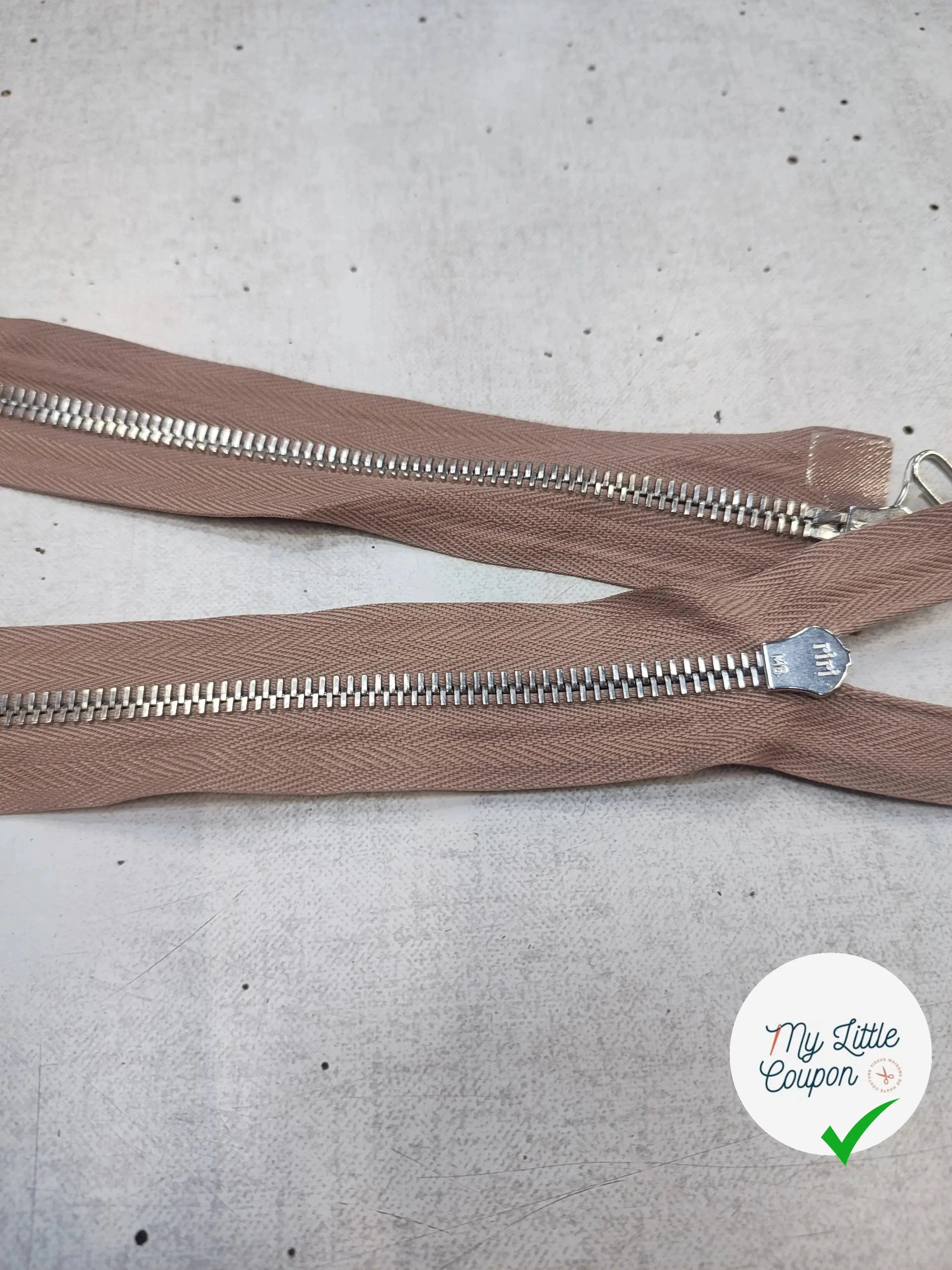 FERMETURE RIRI METAL NON SÉPARABLE DOUBLE ZIP 75CM MARRON CAFÉ M6 - My Little Coupon