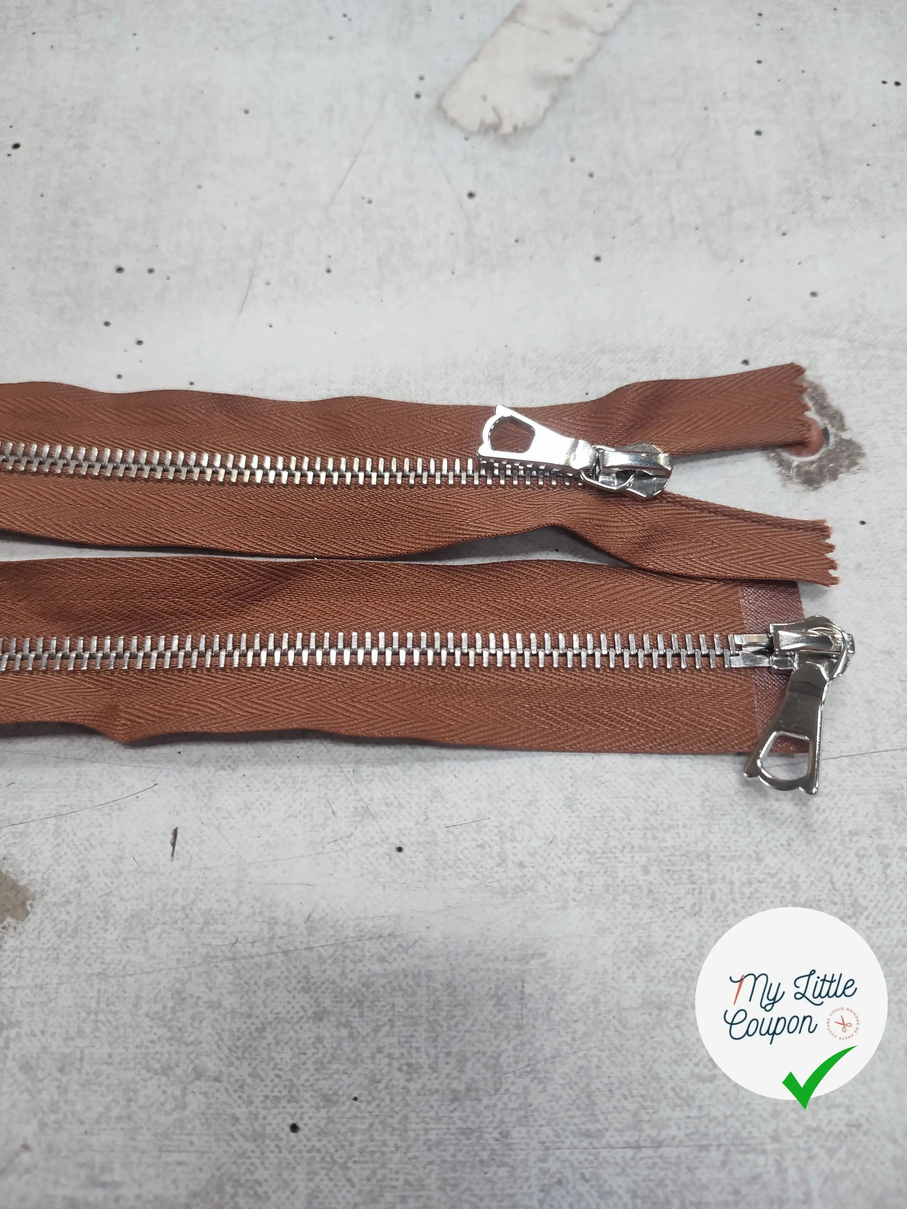 FERMETURE RIRI METAL NON SÉPARABLE DOUBLE ZIP 80CM MARRON M6 - My Little Coupon