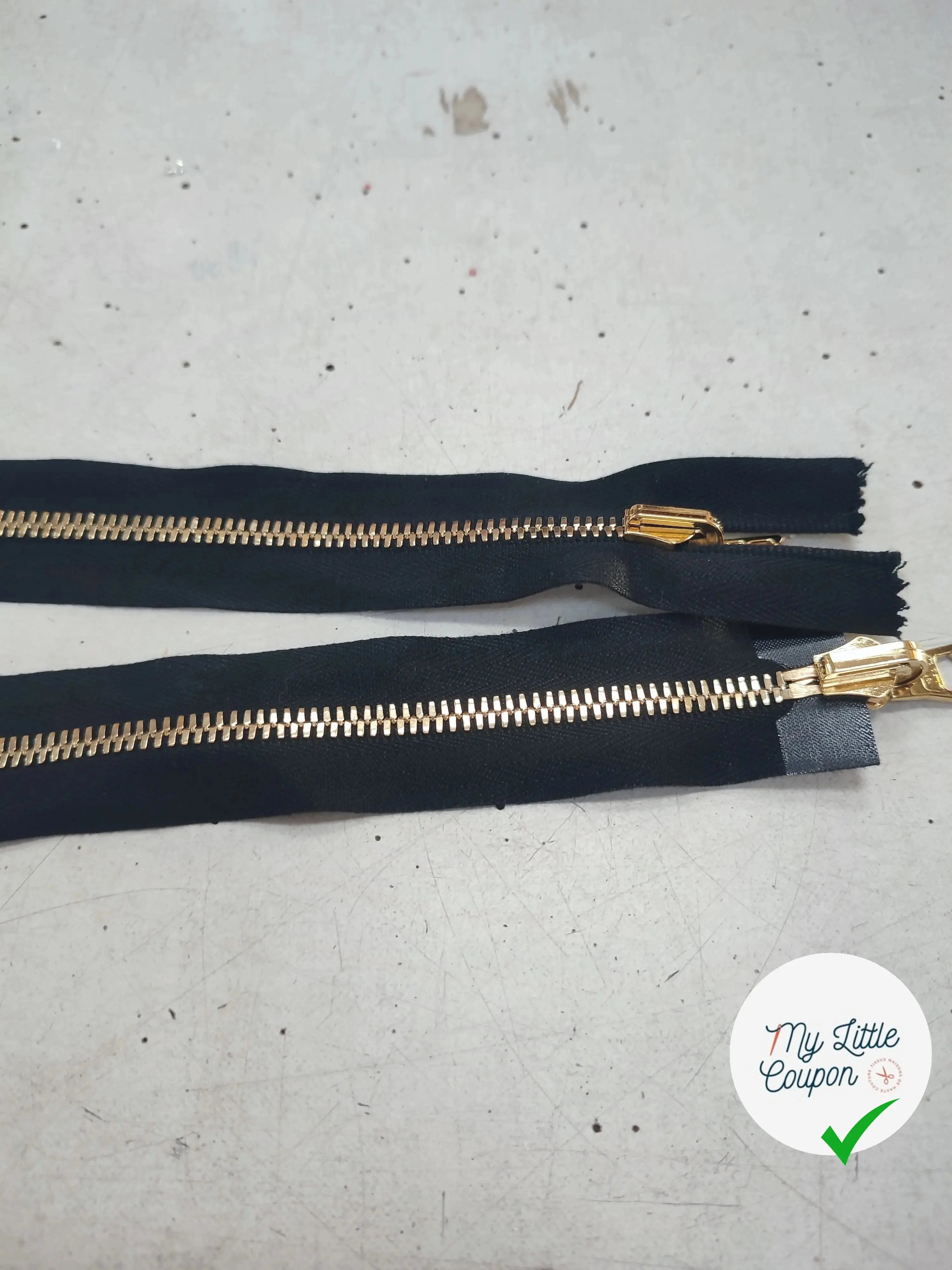 FERMETURE RIRI MÉTAL NON SÉPARABLE DOUBLE ZIP RÉVERSIBLE 40CM NOIR - My Little Coupon