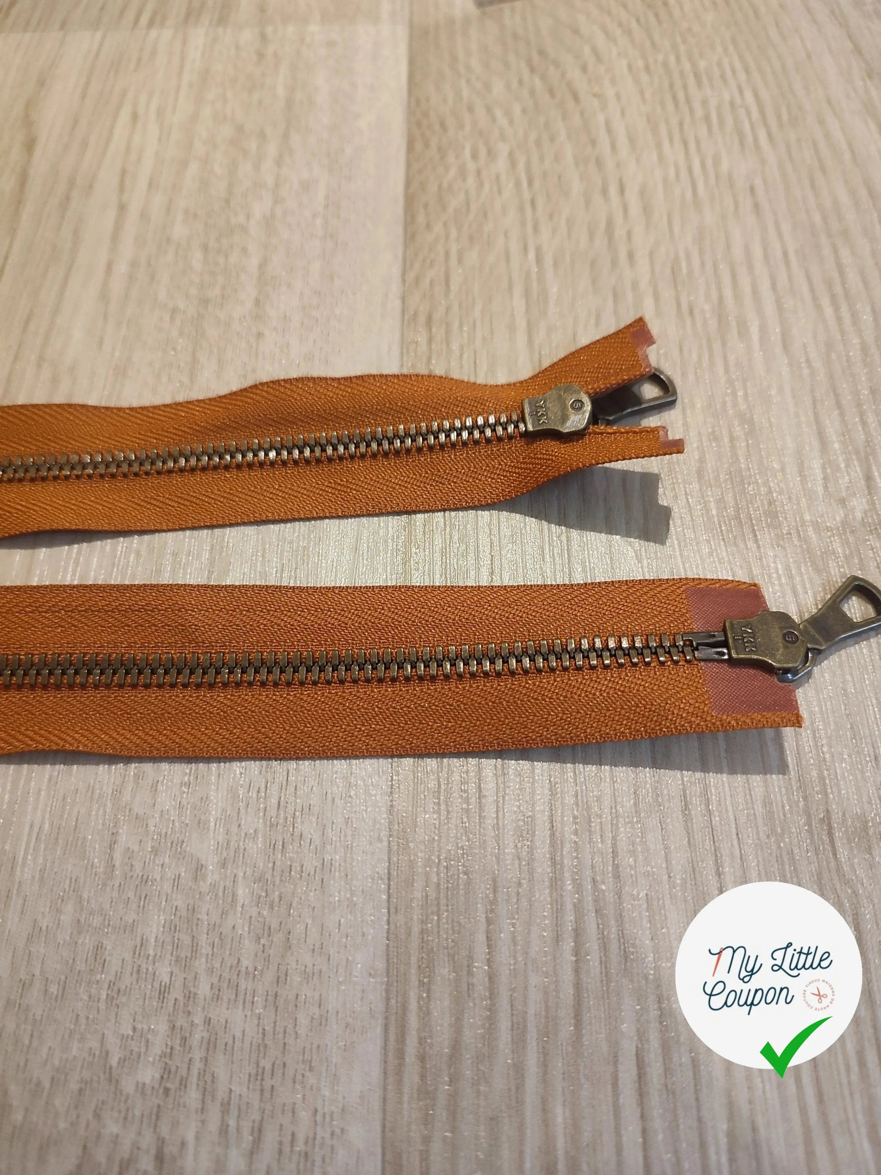 FERMETURE RIRI METAL NON SÉPARABLE DOUBLE CHEMINS 90CM MARRIN NOISETTE - My Little Coupon