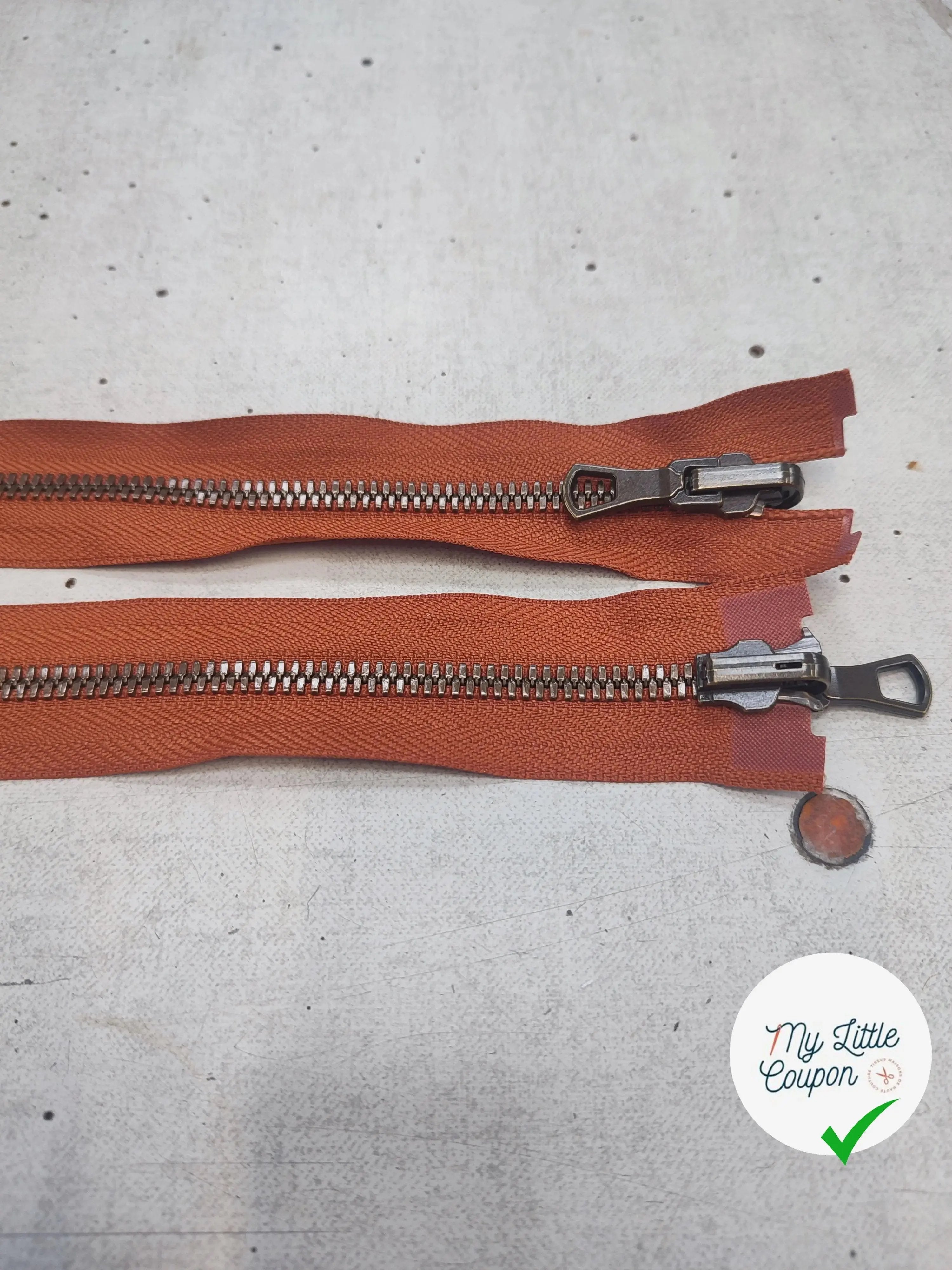 FERMETURE RIRI MÉTAL SÉPARABLE 85CM MARRON CITROUILLE - My Little Coupon