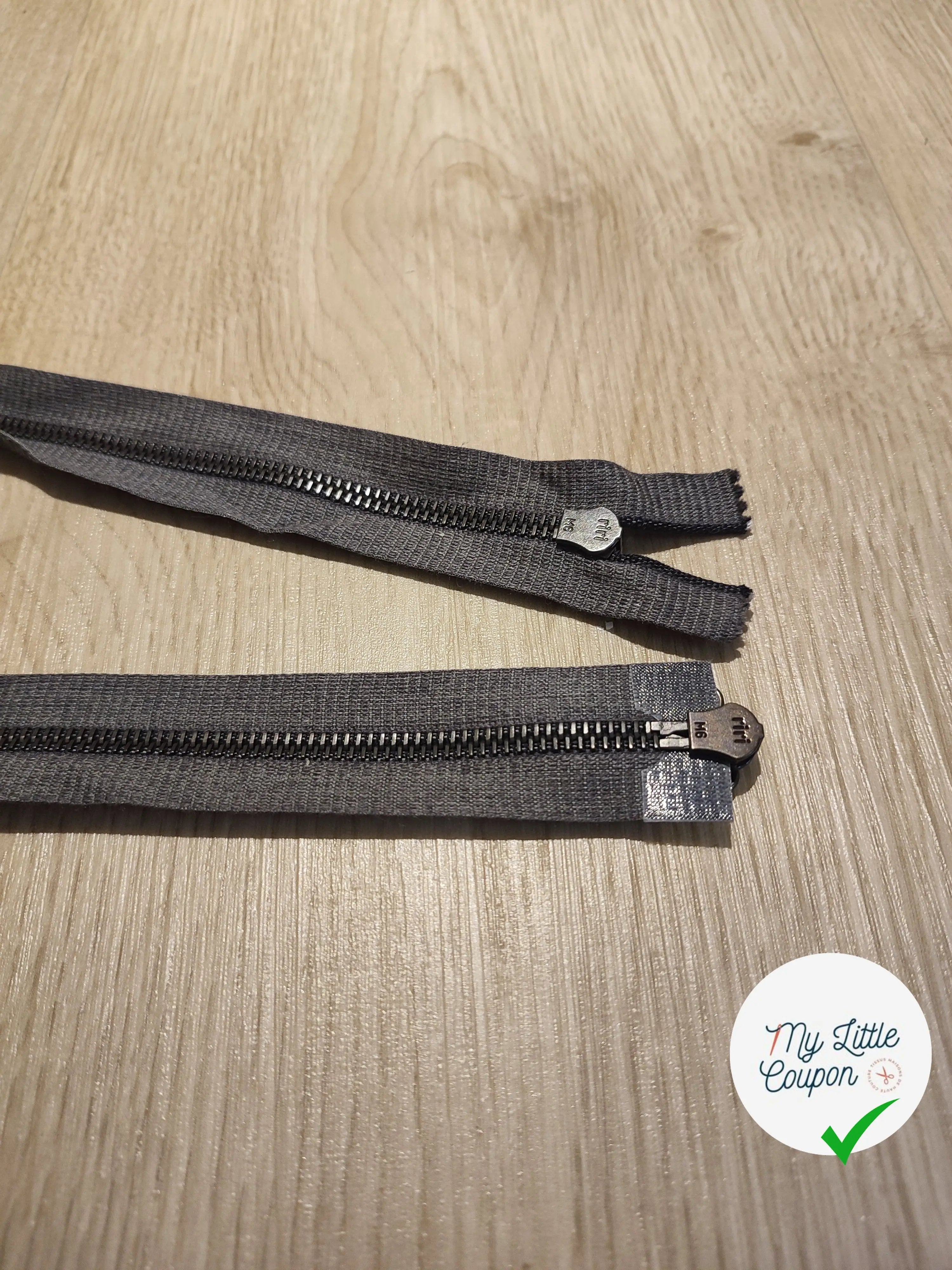 FERMETURE RIRI METAL SEPARABLE DOUBLE CHEMINS 80CM GRIS À CARREAUX M6 - My Little Coupon