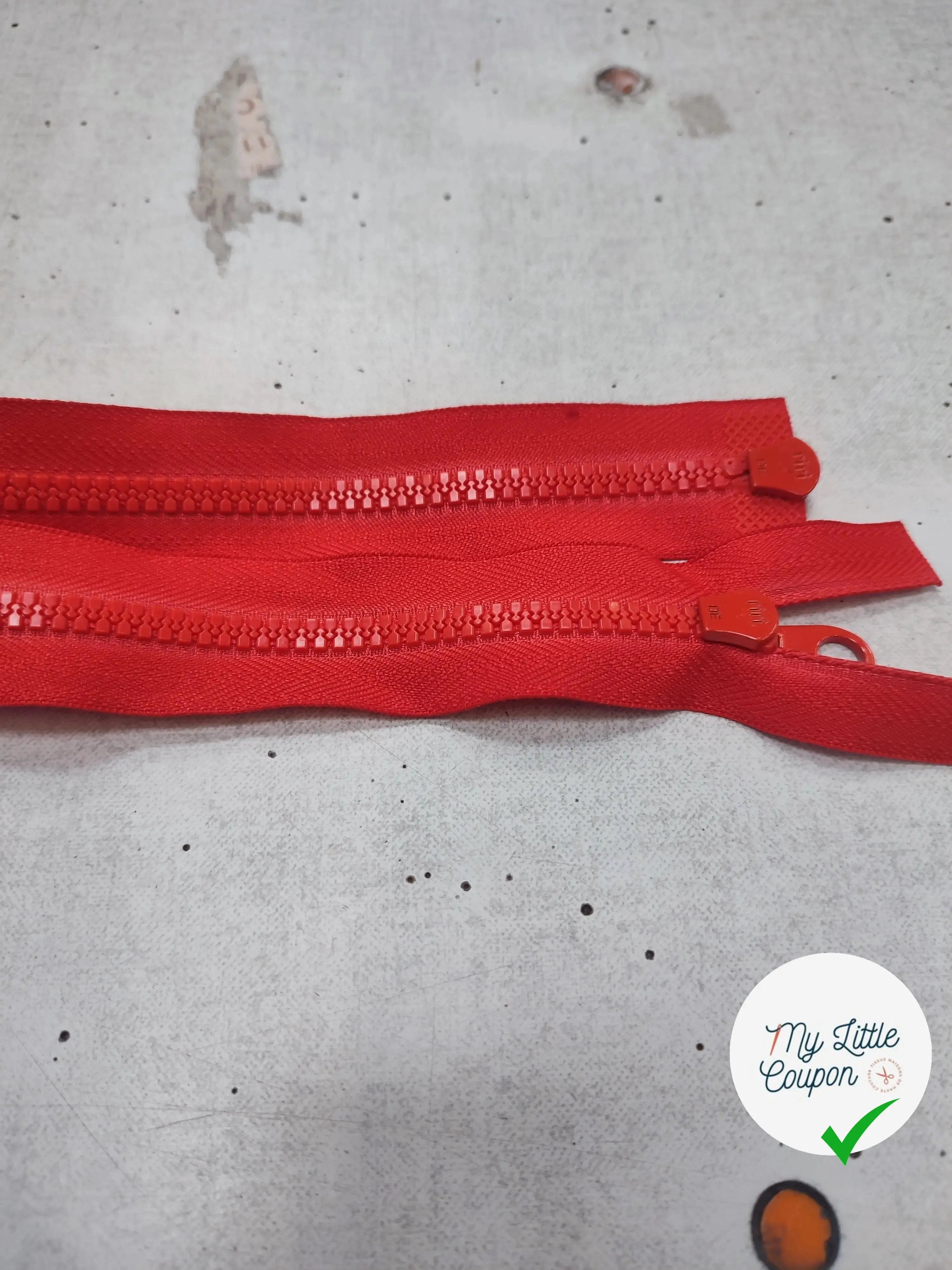 FERMETURE RIRI PLASTIQUE NON SÉPARABLE DOUBLE ZIP 100CM ROUGE - My Little Coupon