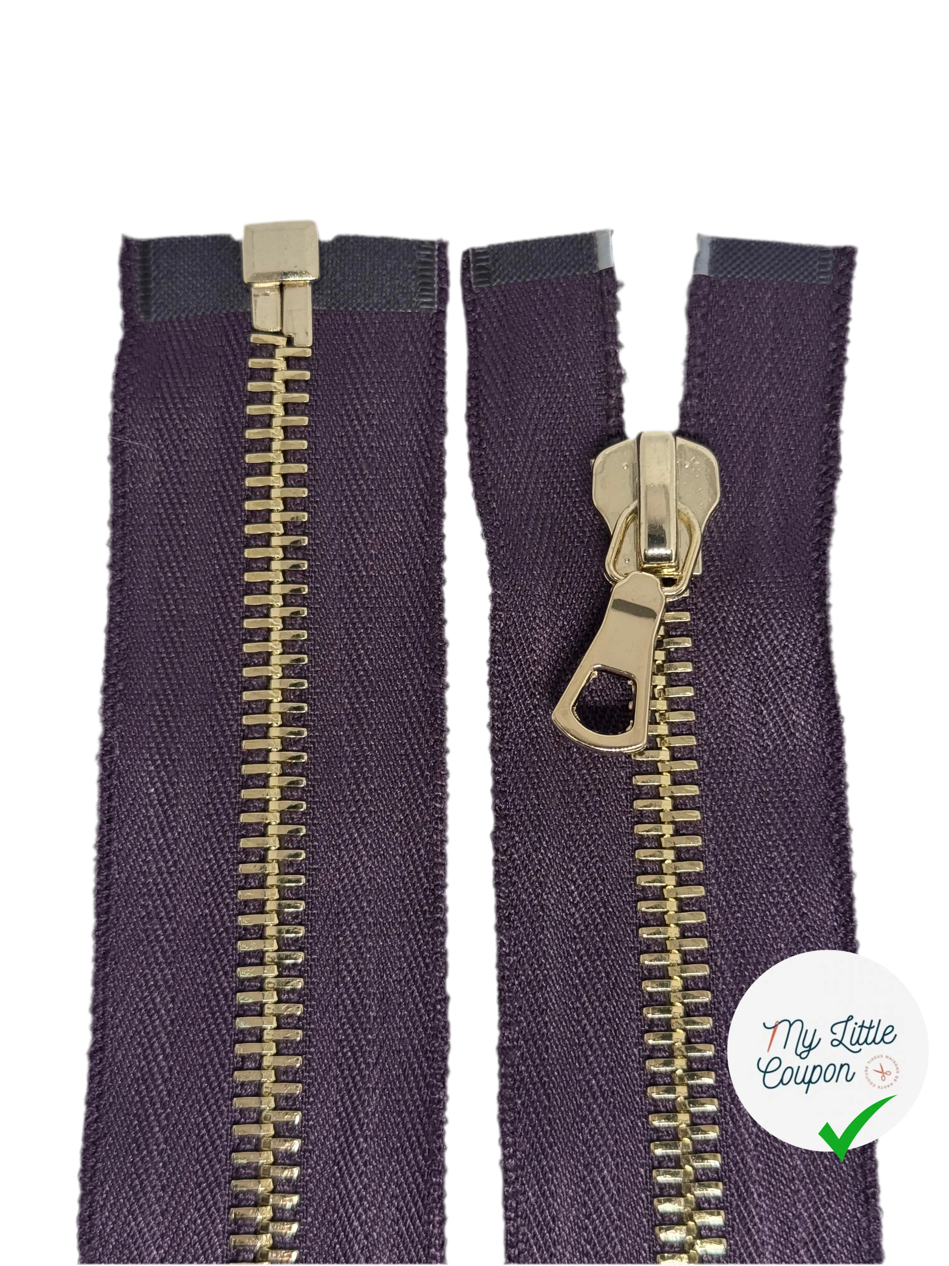 FERMETURE SÉPARABLE VIOLINE 60CM MÉTAL DORÉ - My Little Coupon
