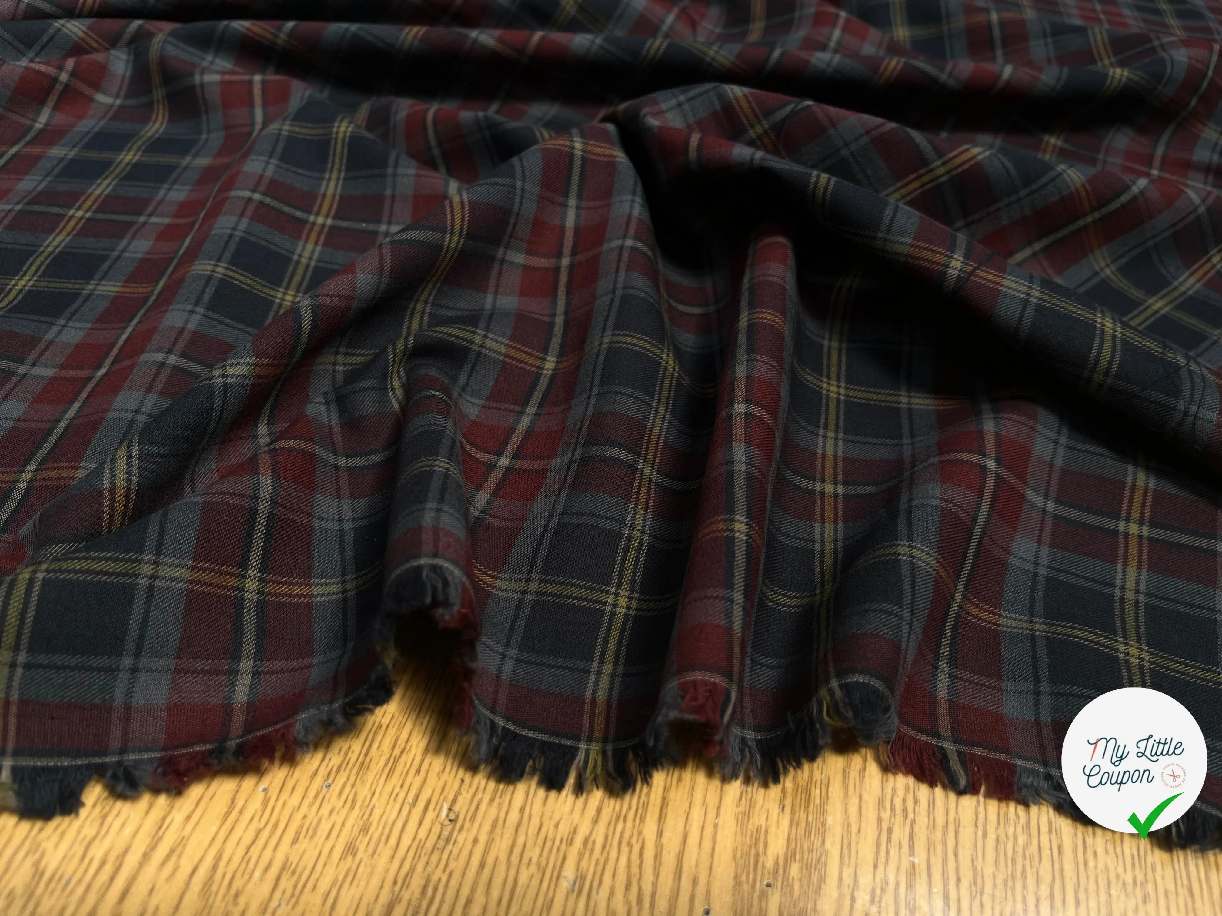 FLANELLE 100% COTON À CARREAUX ROUGE BLEU NUIT JAUNE GRIS - My Little Coupon
