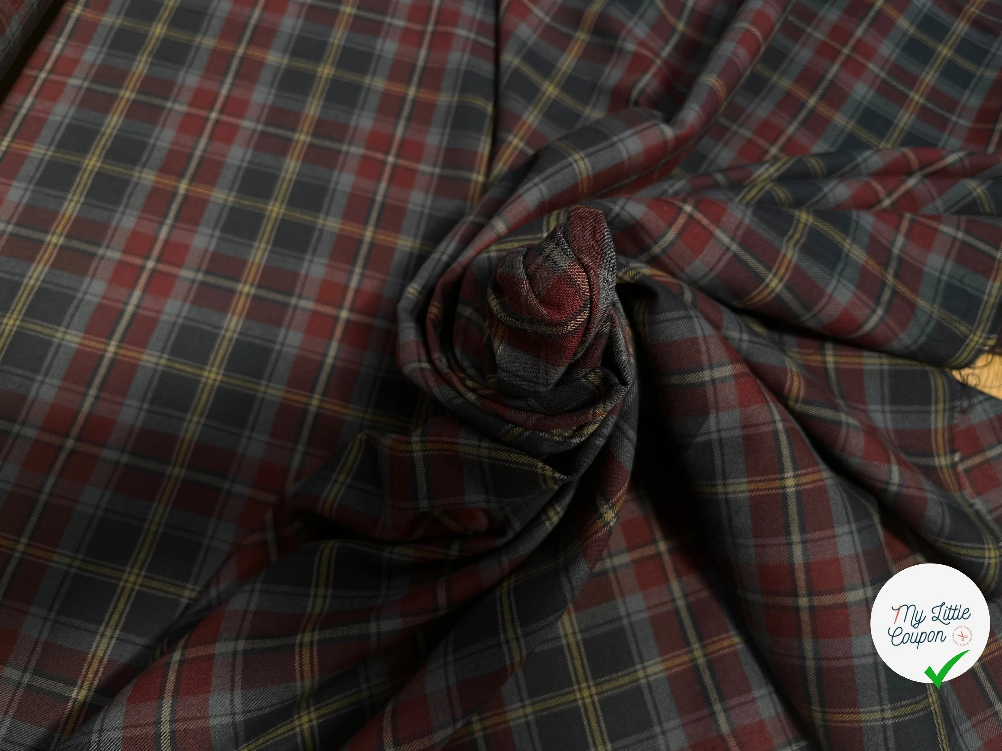 FLANELLE 100% COTON À CARREAUX ROUGE BLEU NUIT JAUNE GRIS - My Little Coupon