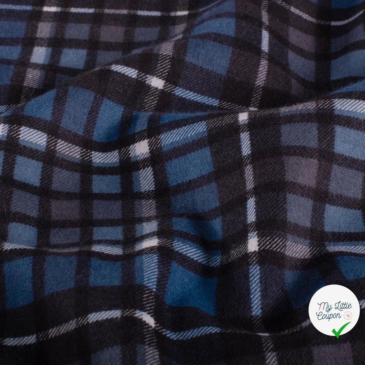FLANELLE DE COTON CARREAUX ÉCOSSAIS BLEU MARINE - My Little Coupon
