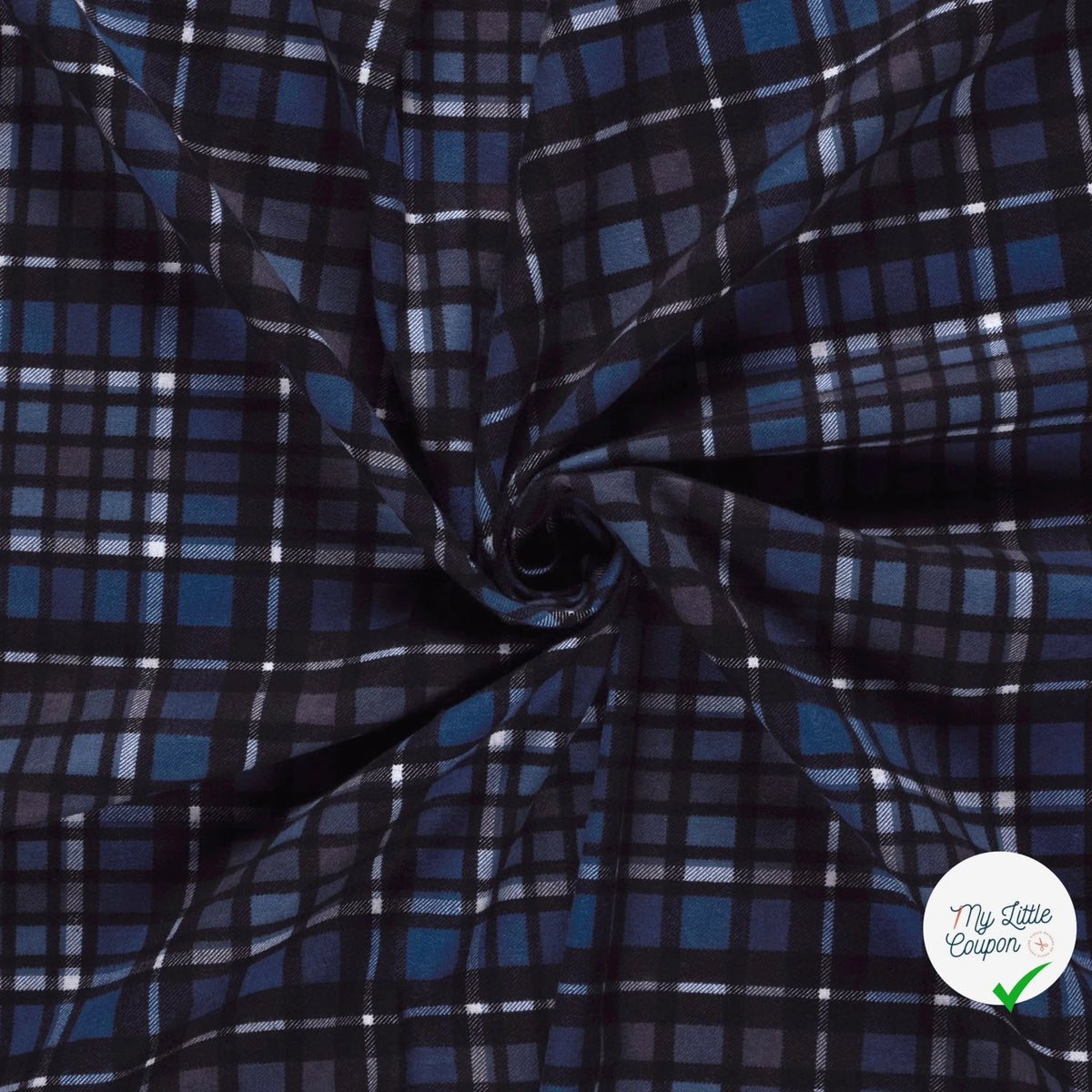 FLANELLE DE COTON CARREAUX ÉCOSSAIS BLEU MARINE - My Little Coupon