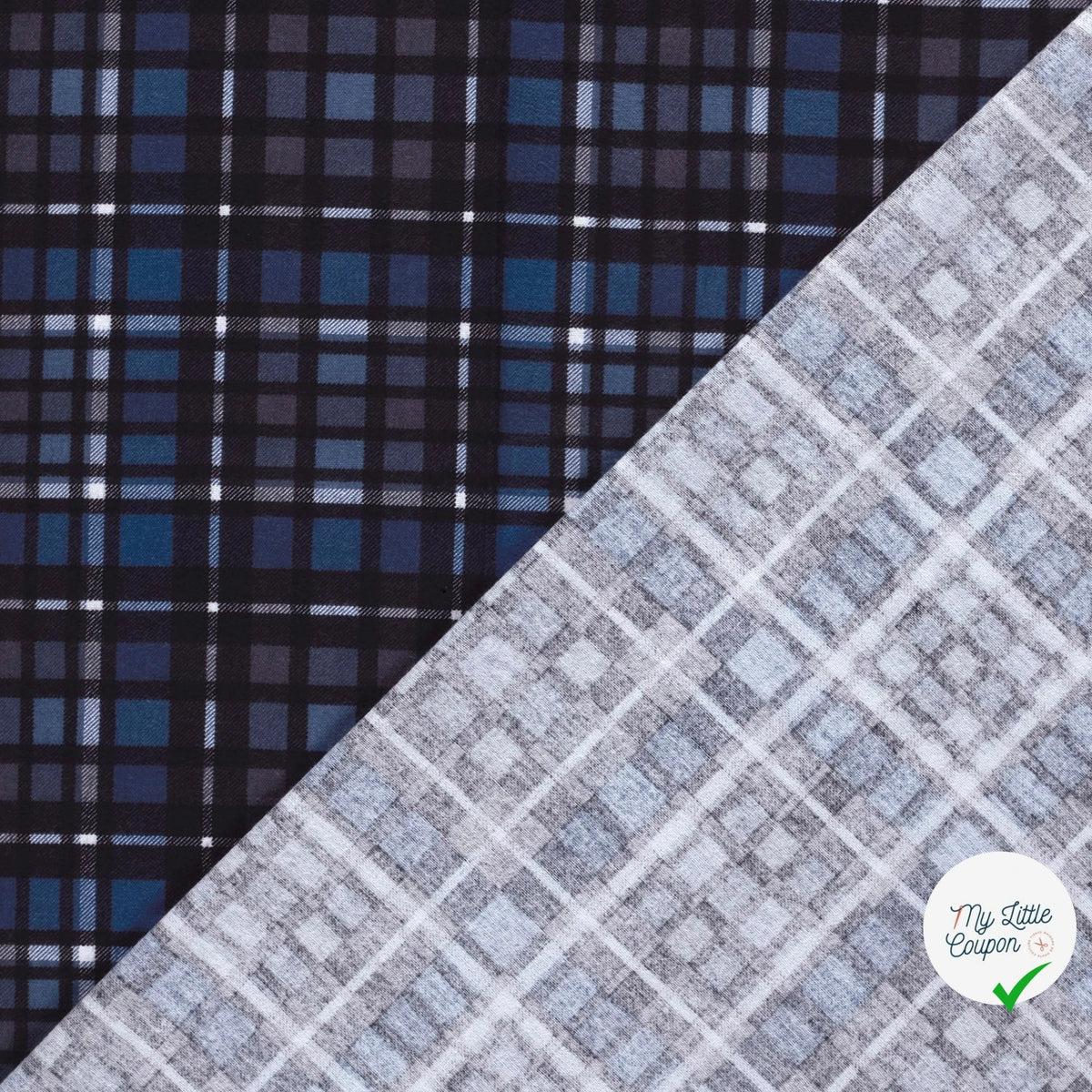 FLANELLE DE COTON CARREAUX ÉCOSSAIS BLEU MARINE - My Little Coupon