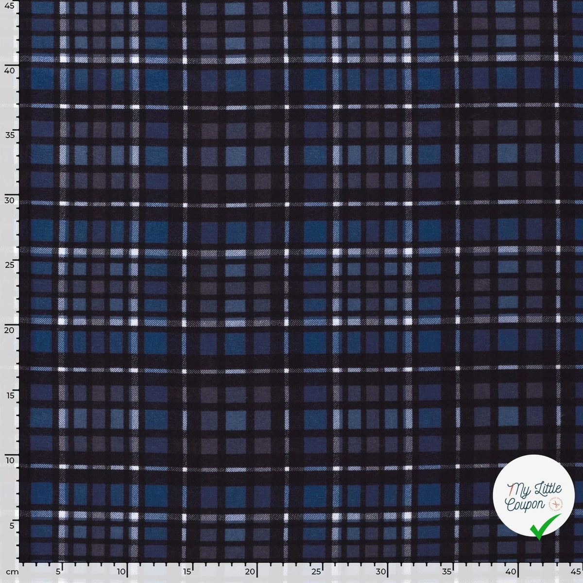 FLANELLE DE COTON CARREAUX ÉCOSSAIS BLEU MARINE - My Little Coupon