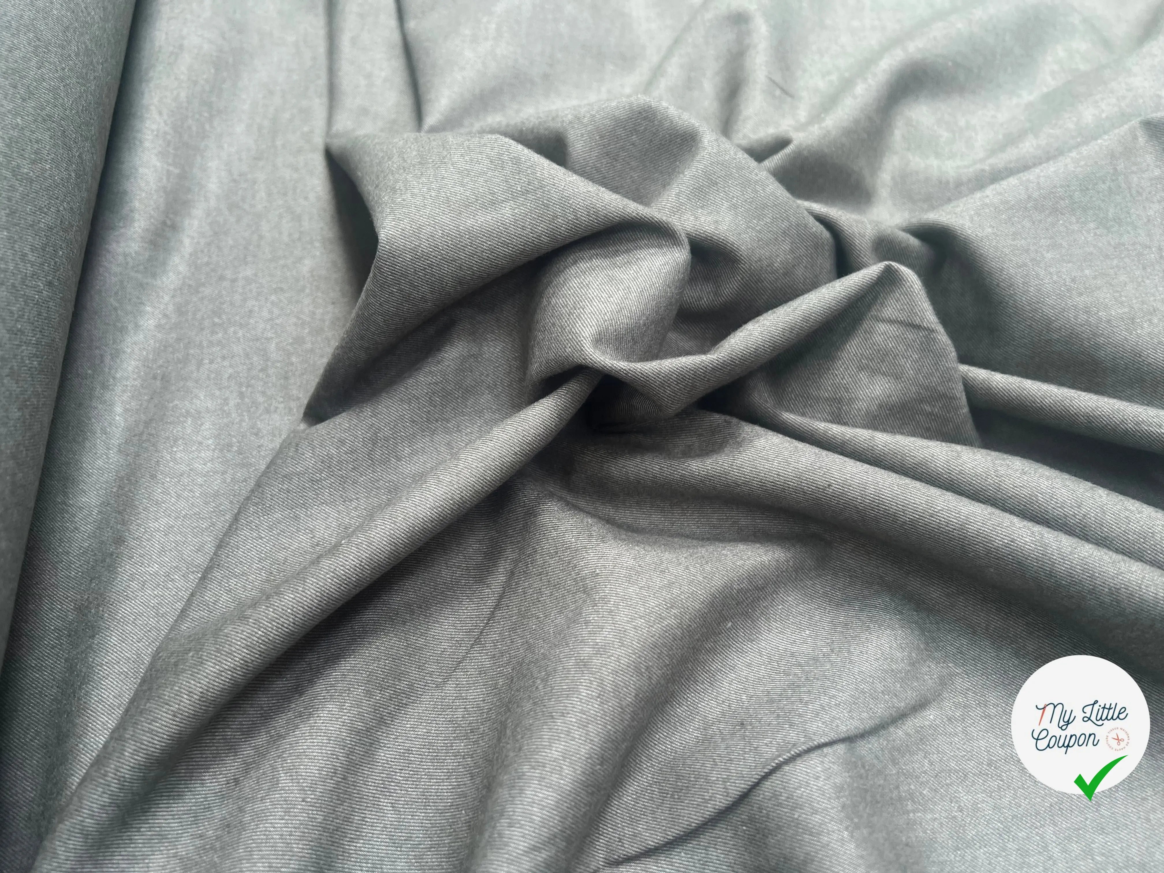 FLANELLE DE COTON SERGEE VERT TILLEUL DOUCE - My Little Coupon