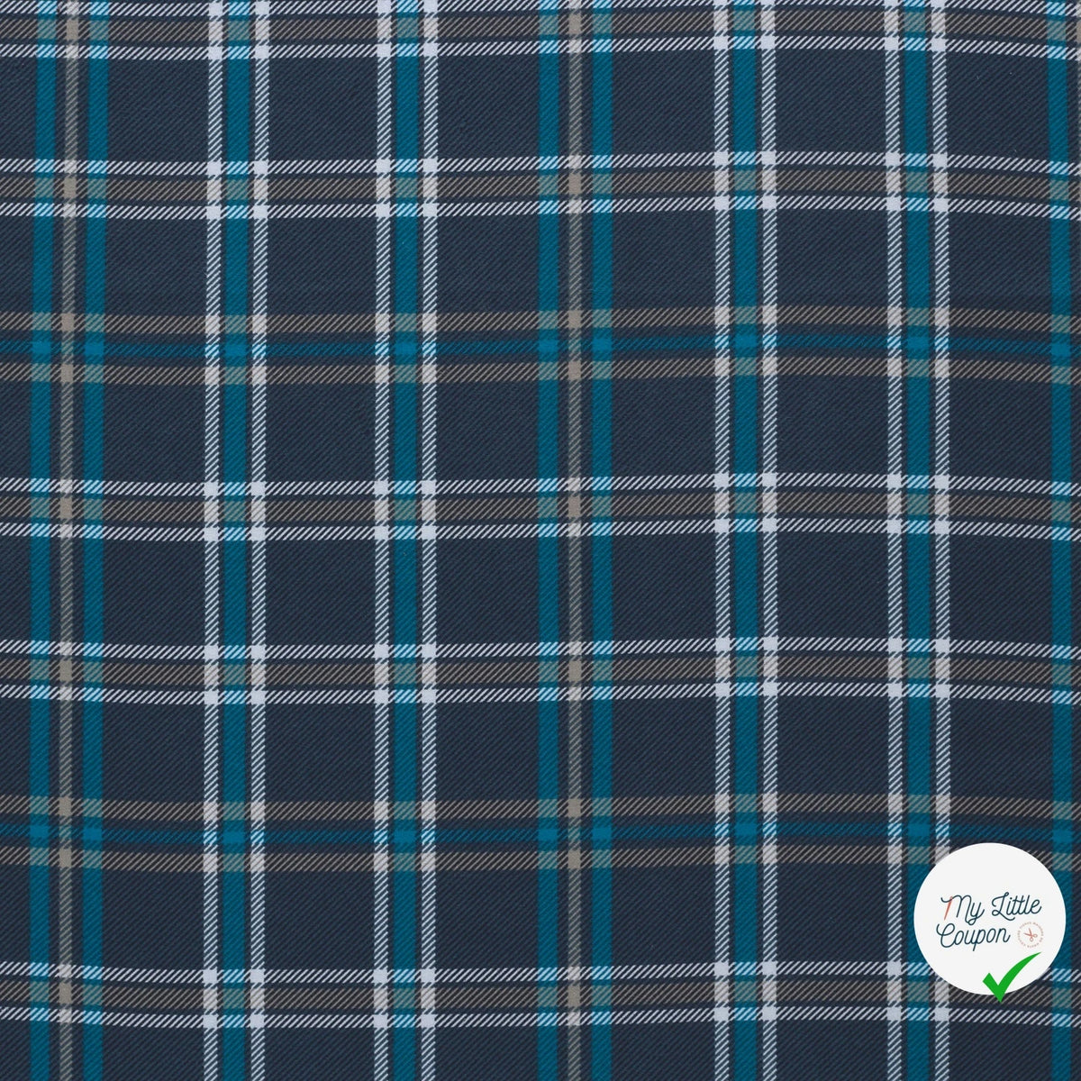 FLANELLE DE COTON TARTAN BLEU MARINE - My Little Coupon