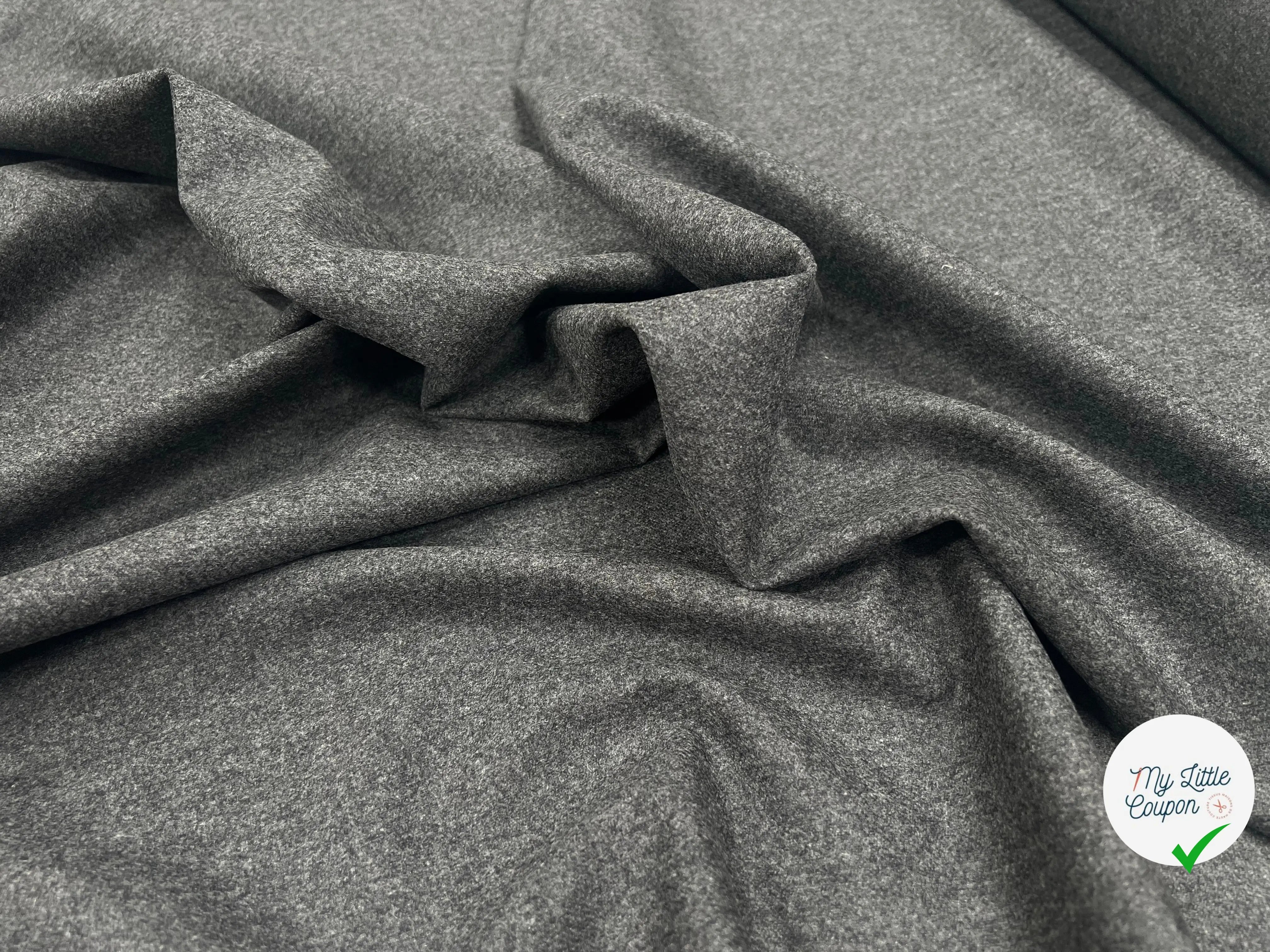 FLANELLE DE LAINE GRIS MOUCHETÉ UNI - My Little Coupon
