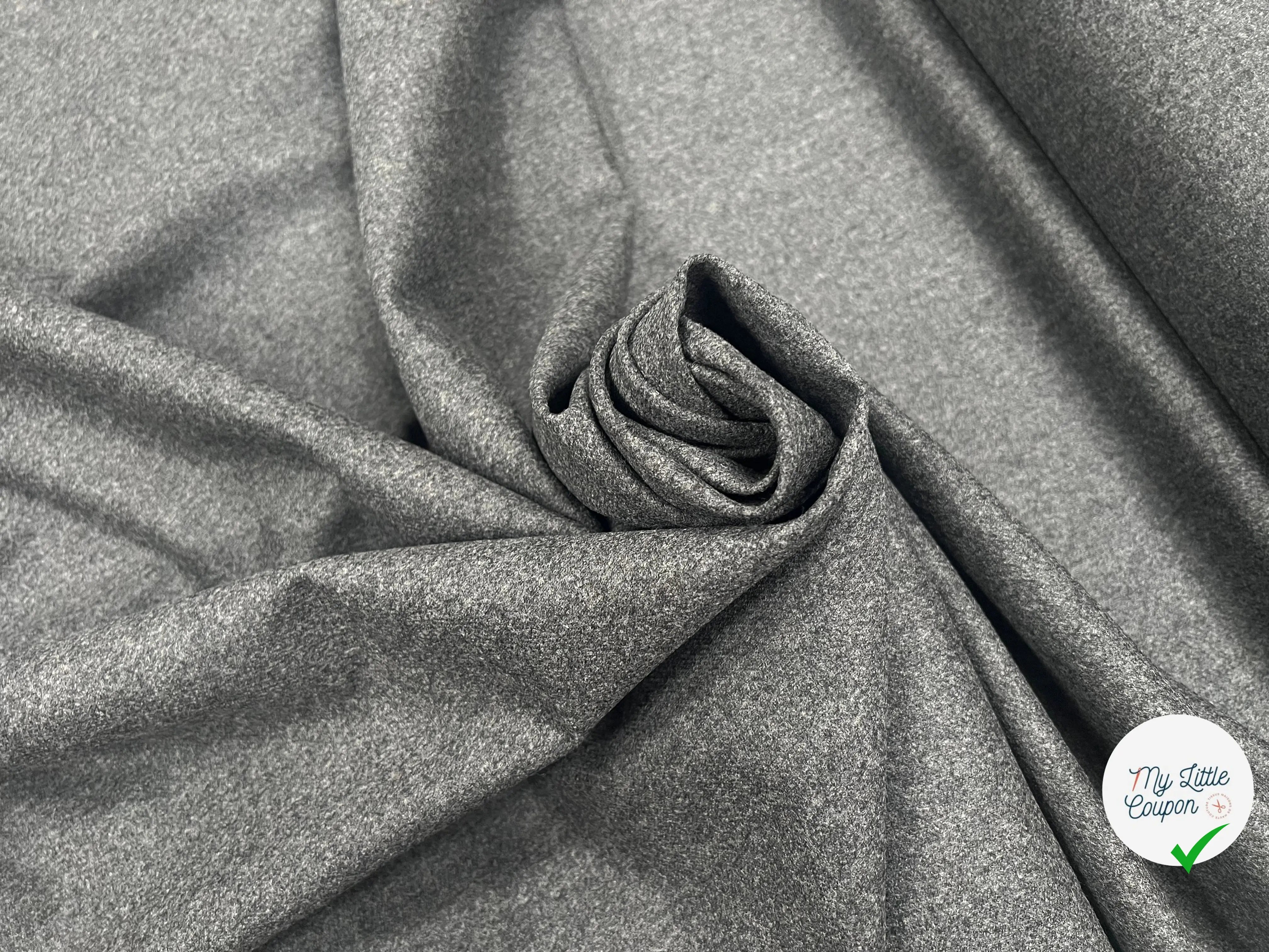 FLANELLE DE LAINE GRIS MOUCHETÉ UNI - My Little Coupon