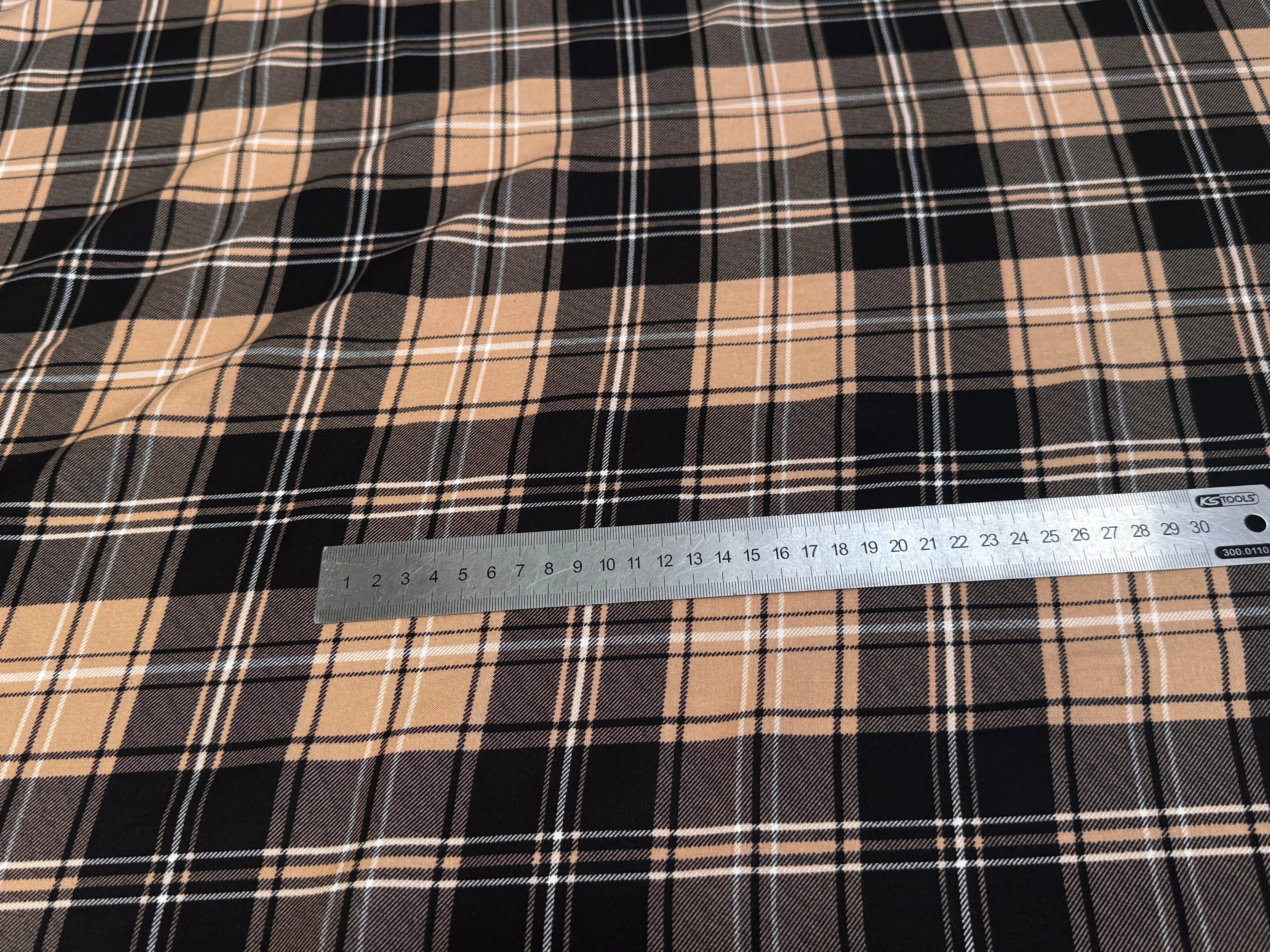 FLANELLE VISCOSE TARTAN MARRON NOIR - My Little Coupon