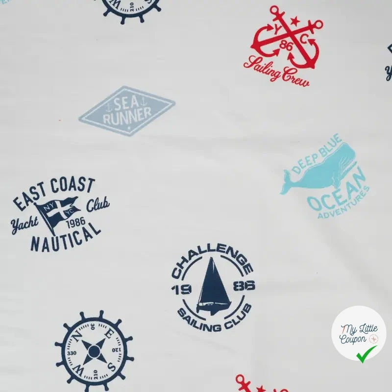 FRENCH TERRY IMPRIMÉ NAUTICAL ECRU - My Little Coupon