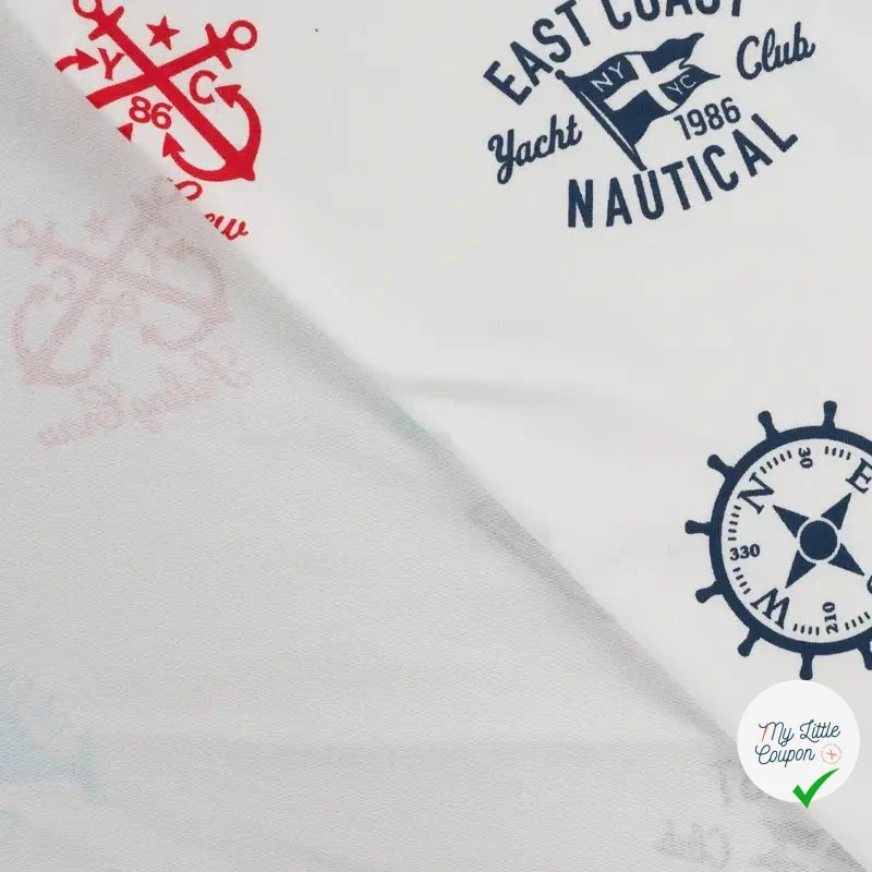 FRENCH TERRY IMPRIMÉ NAUTICAL ECRU - My Little Coupon
