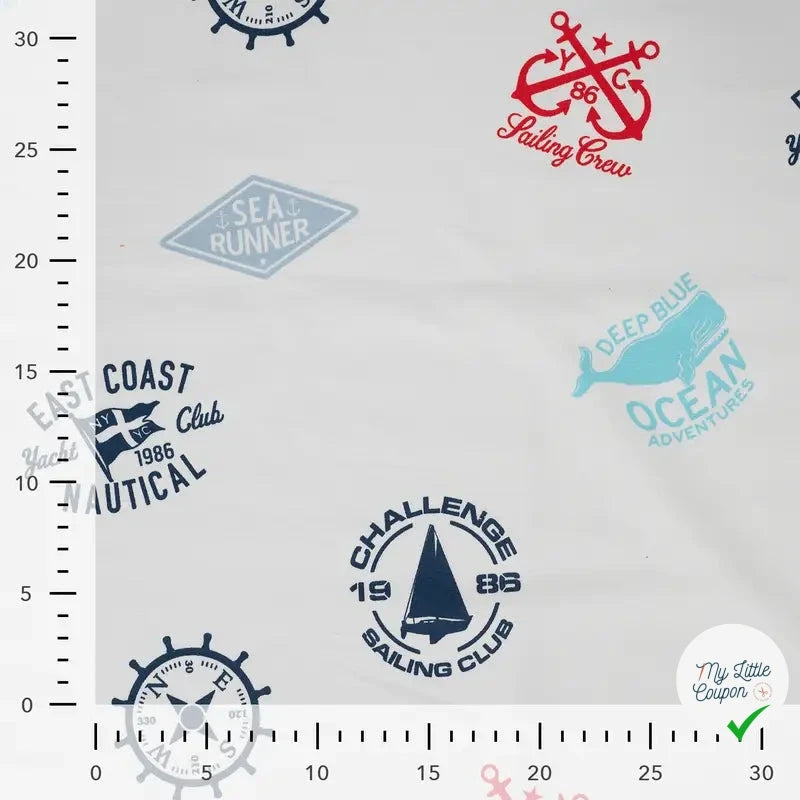 FRENCH TERRY IMPRIMÉ NAUTICAL ECRU - My Little Coupon