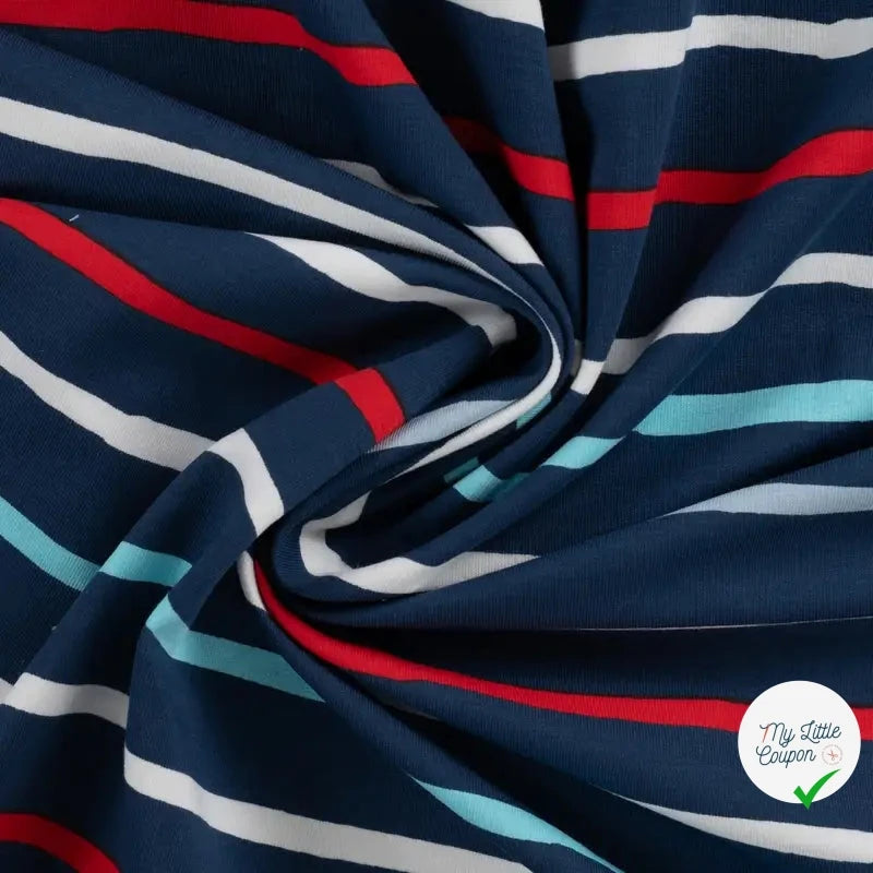 FRENCH TERRY IMPRIMÉ STRIPES DENIM - My Little Coupon