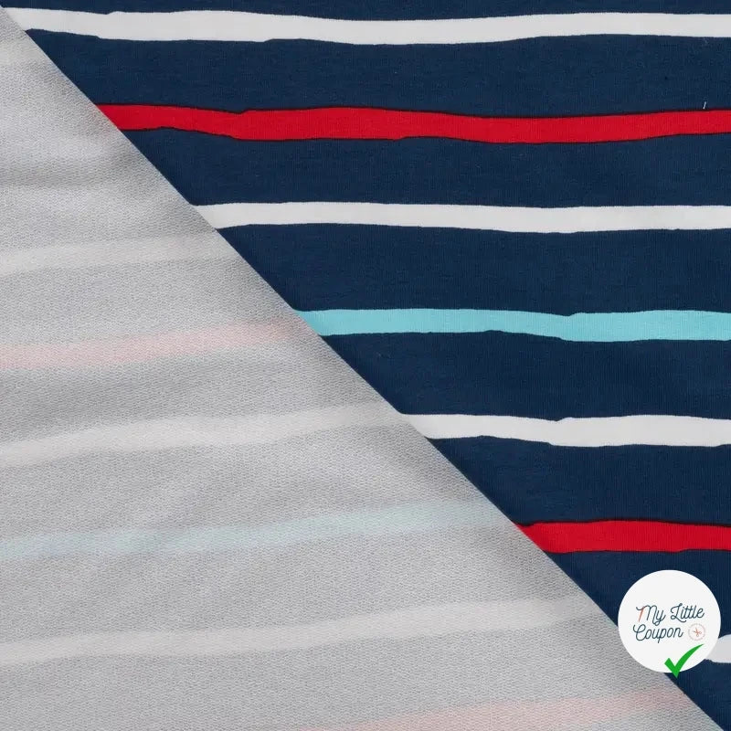 FRENCH TERRY IMPRIMÉ STRIPES DENIM - My Little Coupon