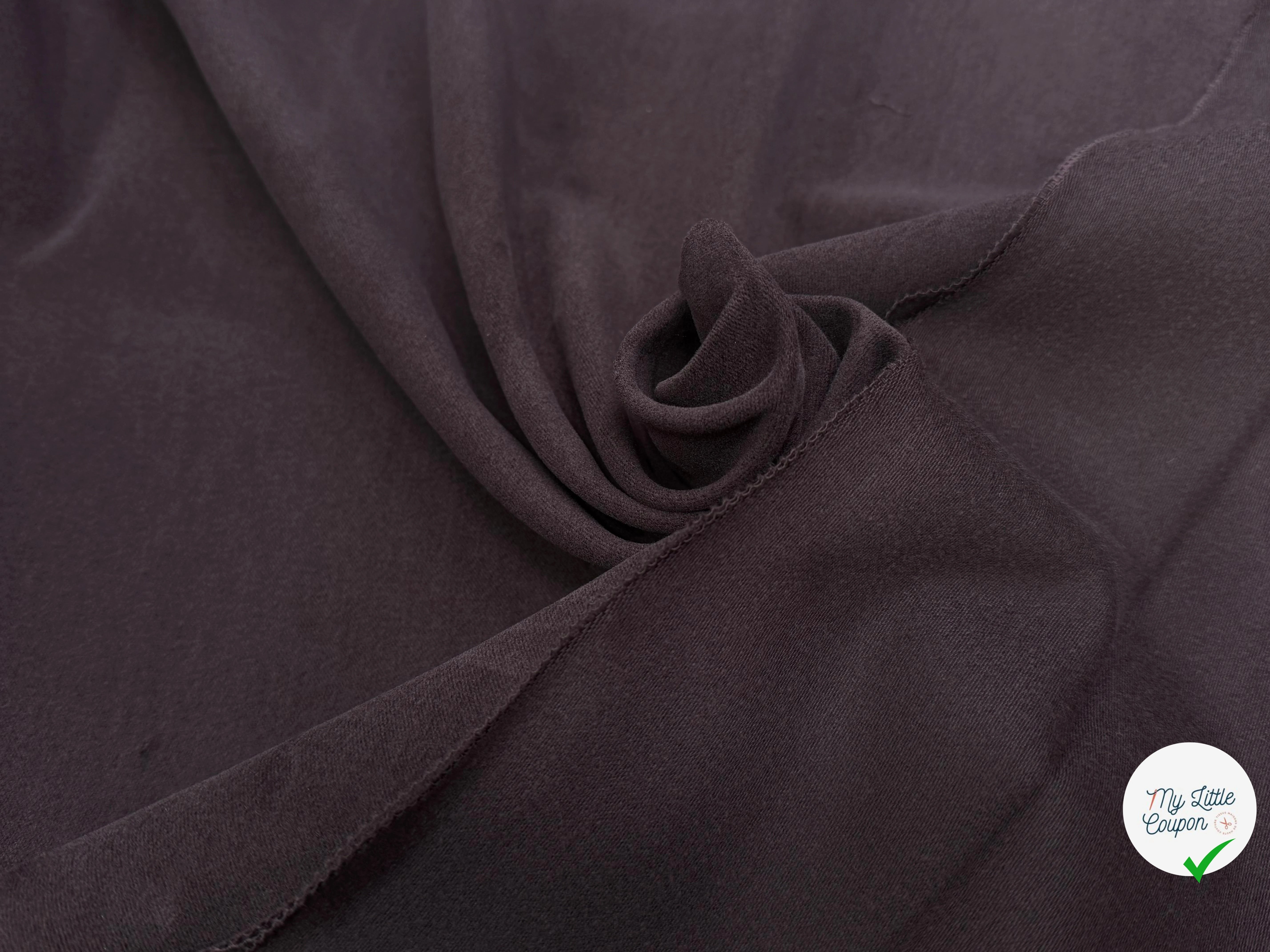 GABARDINE CHOCOLAT PRUNE COTON GRATTÉ - My Little Coupon