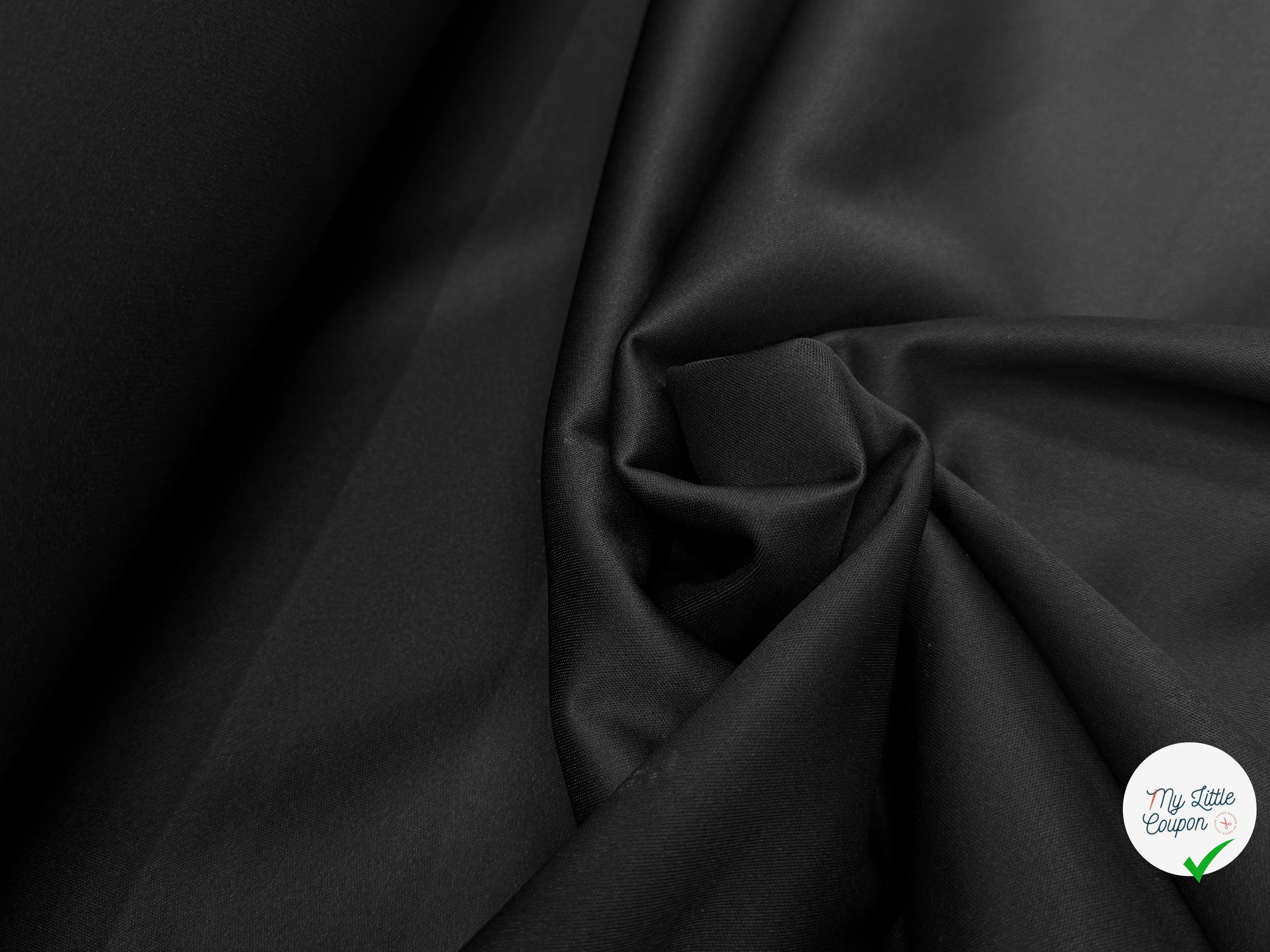 GABARDINE CONTRECOLLÉE DOUBLE ETOFFE NOIR UNE FACE LEGEREMENT BRILLANTE - My Little Coupon