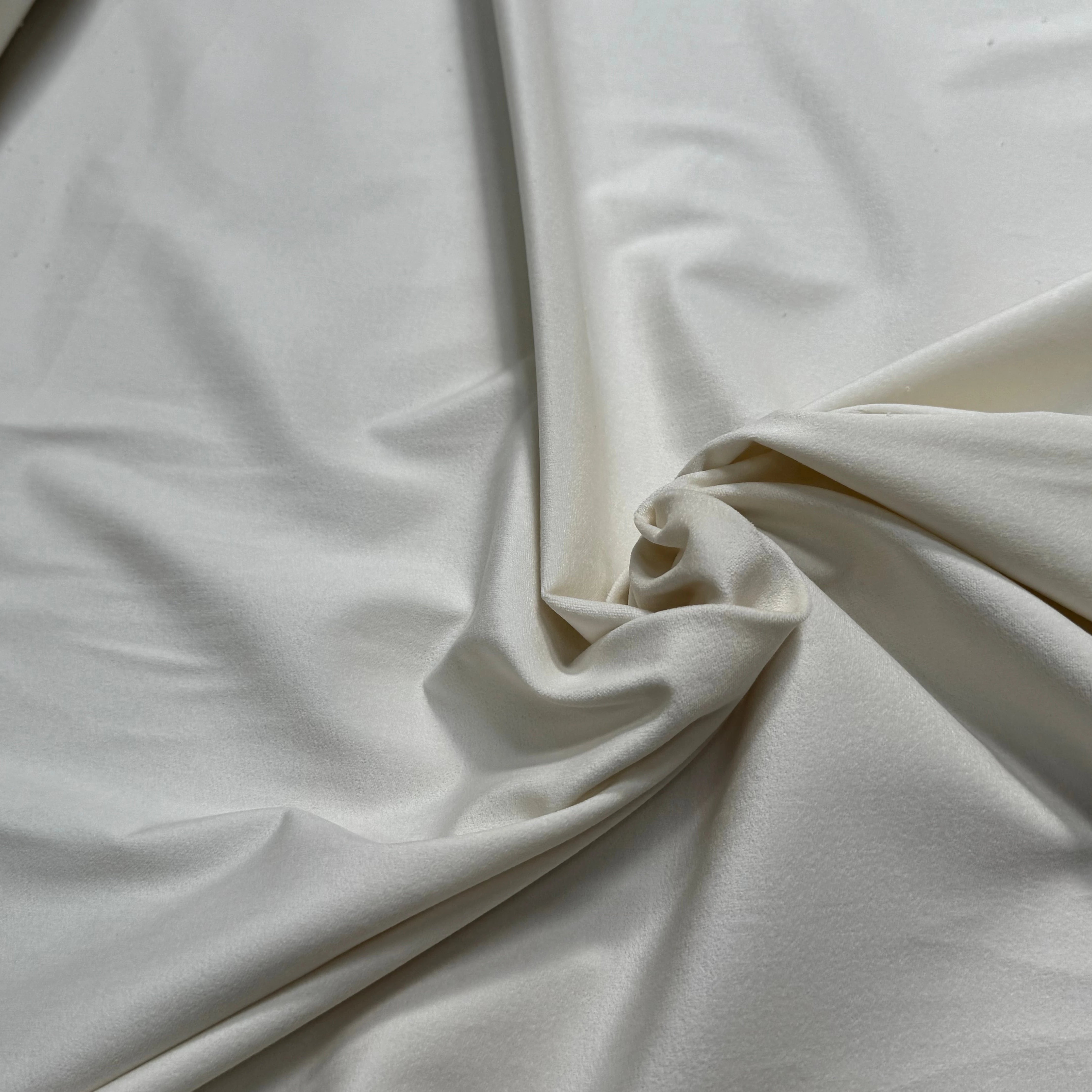 GABARDINE COTON GRATÉE ENVERS PEACHSKIN STRETCH BLANC CASSÉ - My Little Coupon