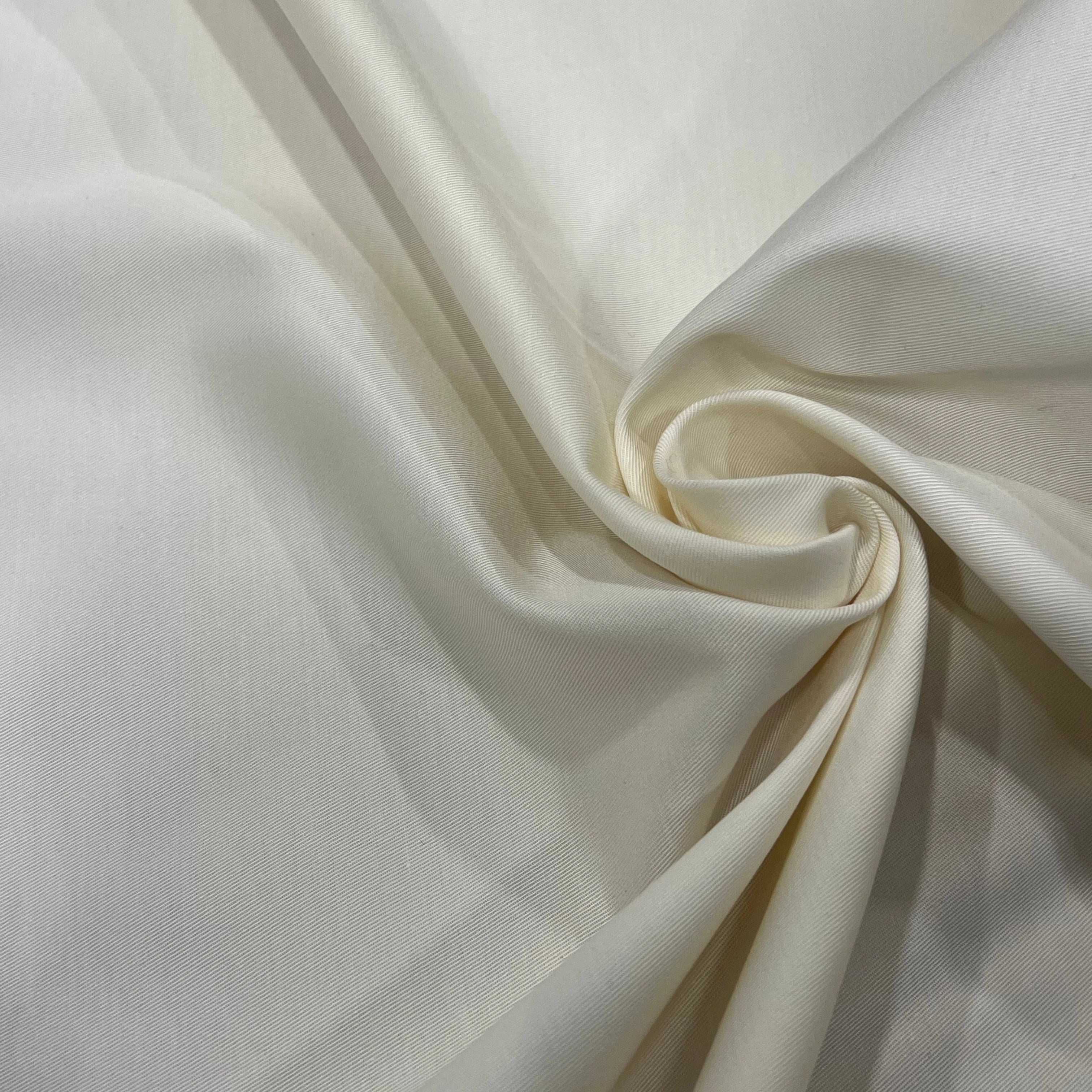 GABARDINE DE COTON BLANC CASSÉ 98% COTON 155CM - My Little Coupon