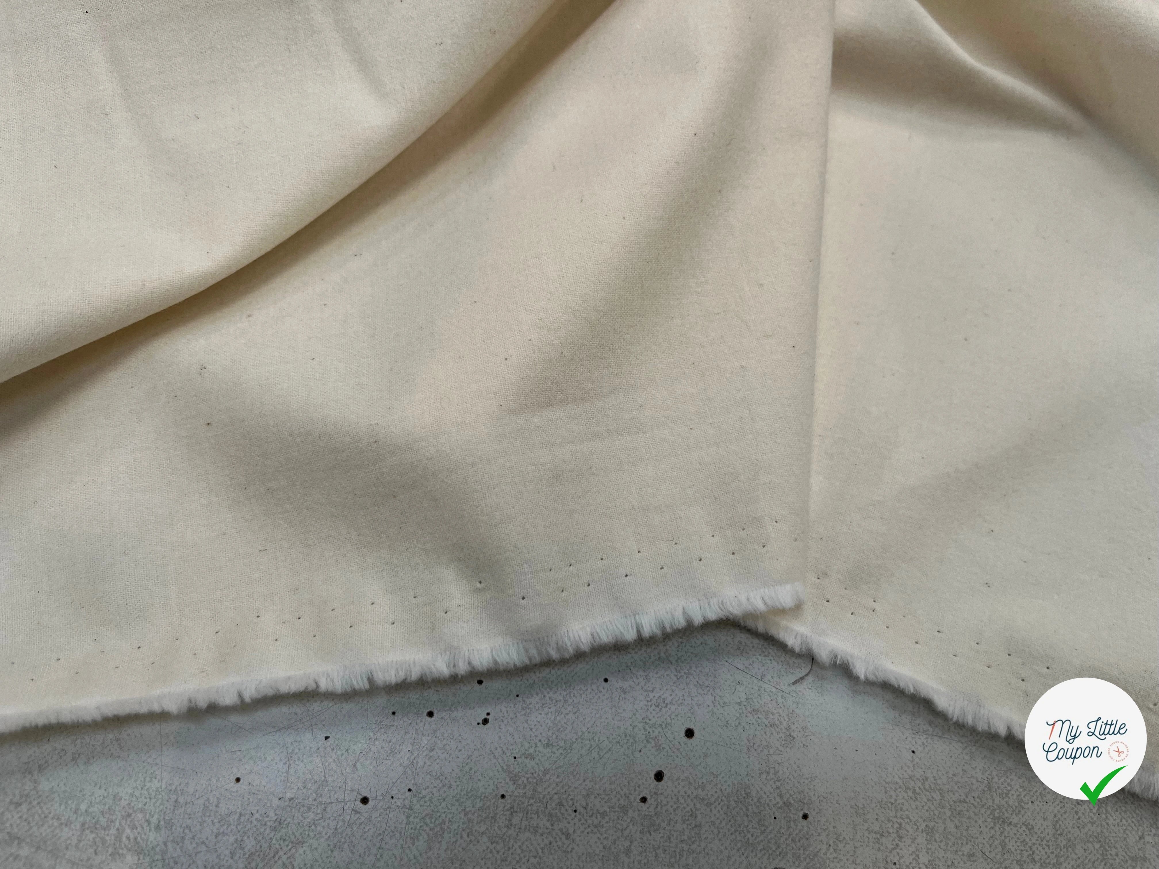 GABARDINE DE COTON DUVETEUX ÉCRU TOUT DOUX - My Little Coupon