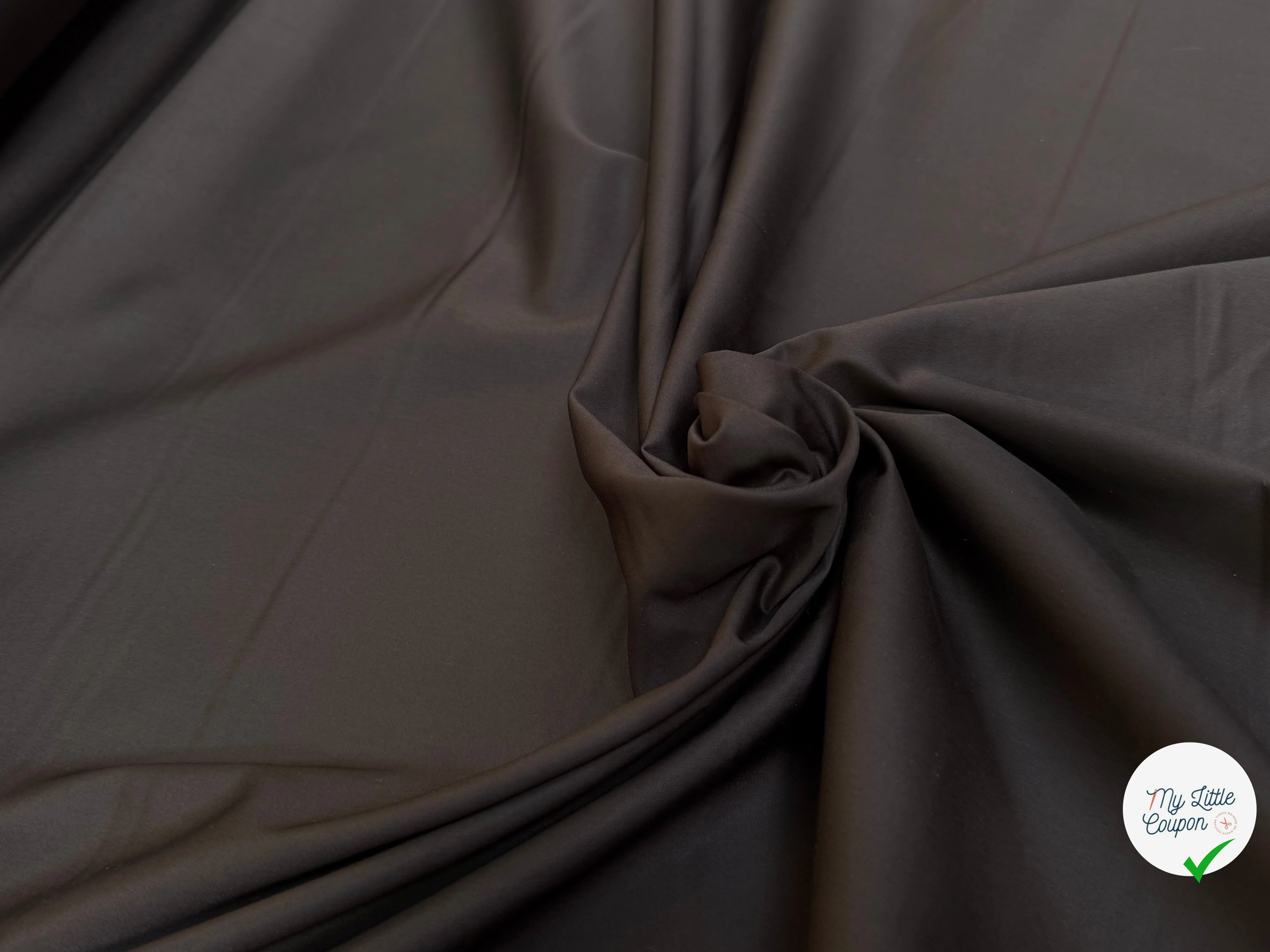 GABARDINE DE COTON FINE CHOCO MARRON LISSE ÉFFET CRAQUANT - My Little Coupon