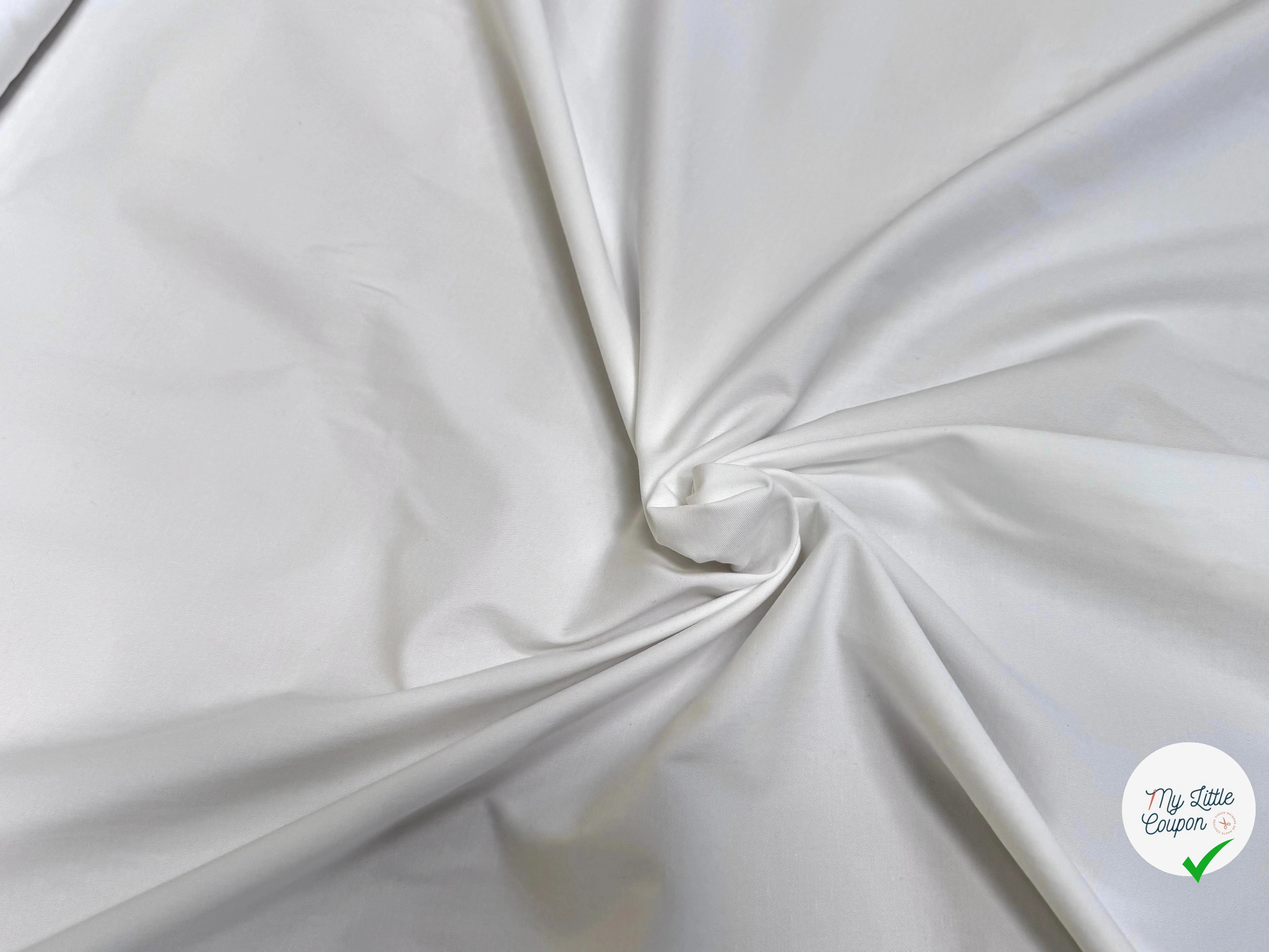 GABARDINE DE COTON FINEMENT SERGÉE STRETCH BLANC FINESSE - My Little Coupon