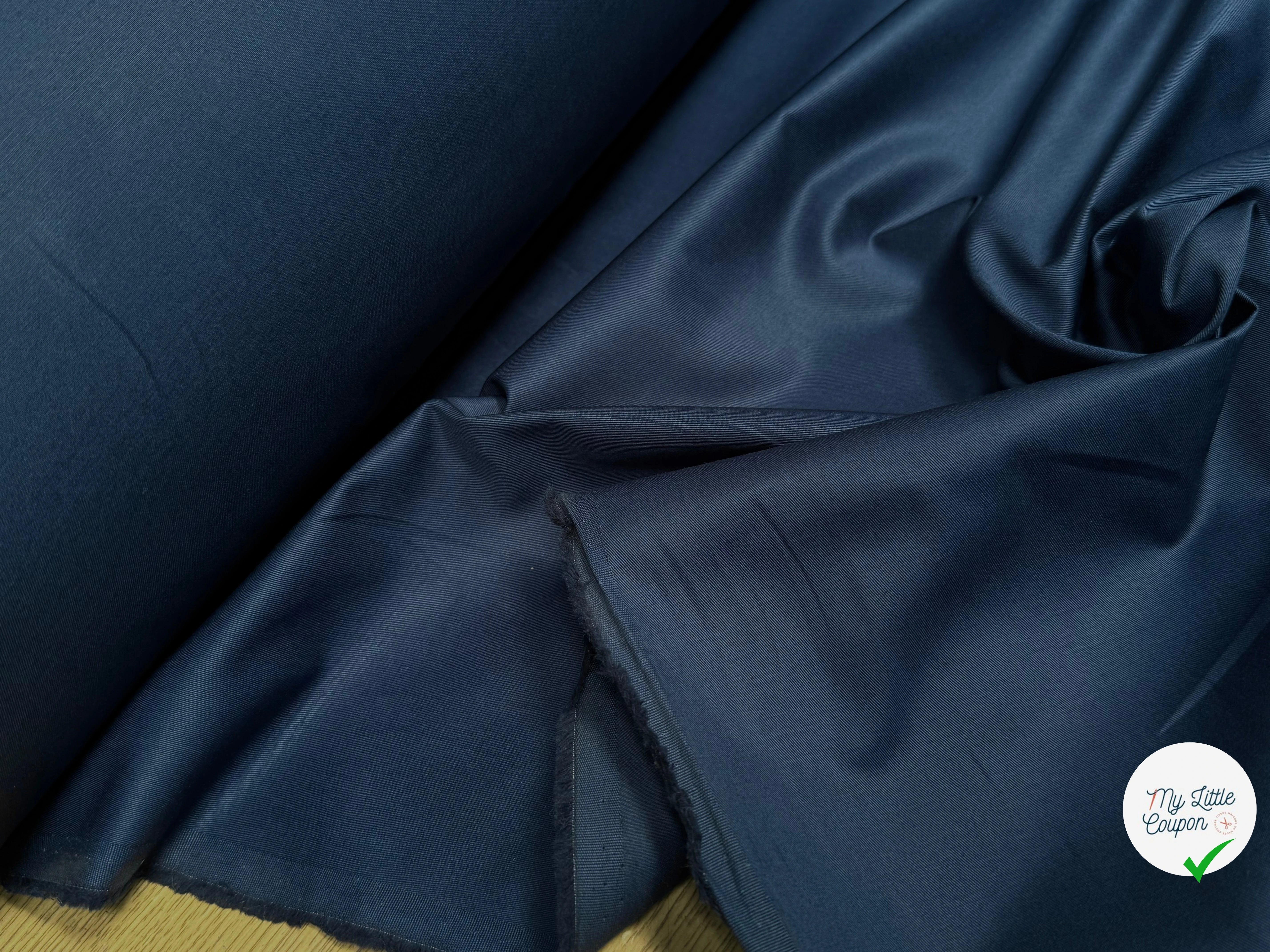 GABARDINE DE COTON INDIGO LÉGÈREMENT STRIÉE QUALITÉ COUTURE - My Little Coupon