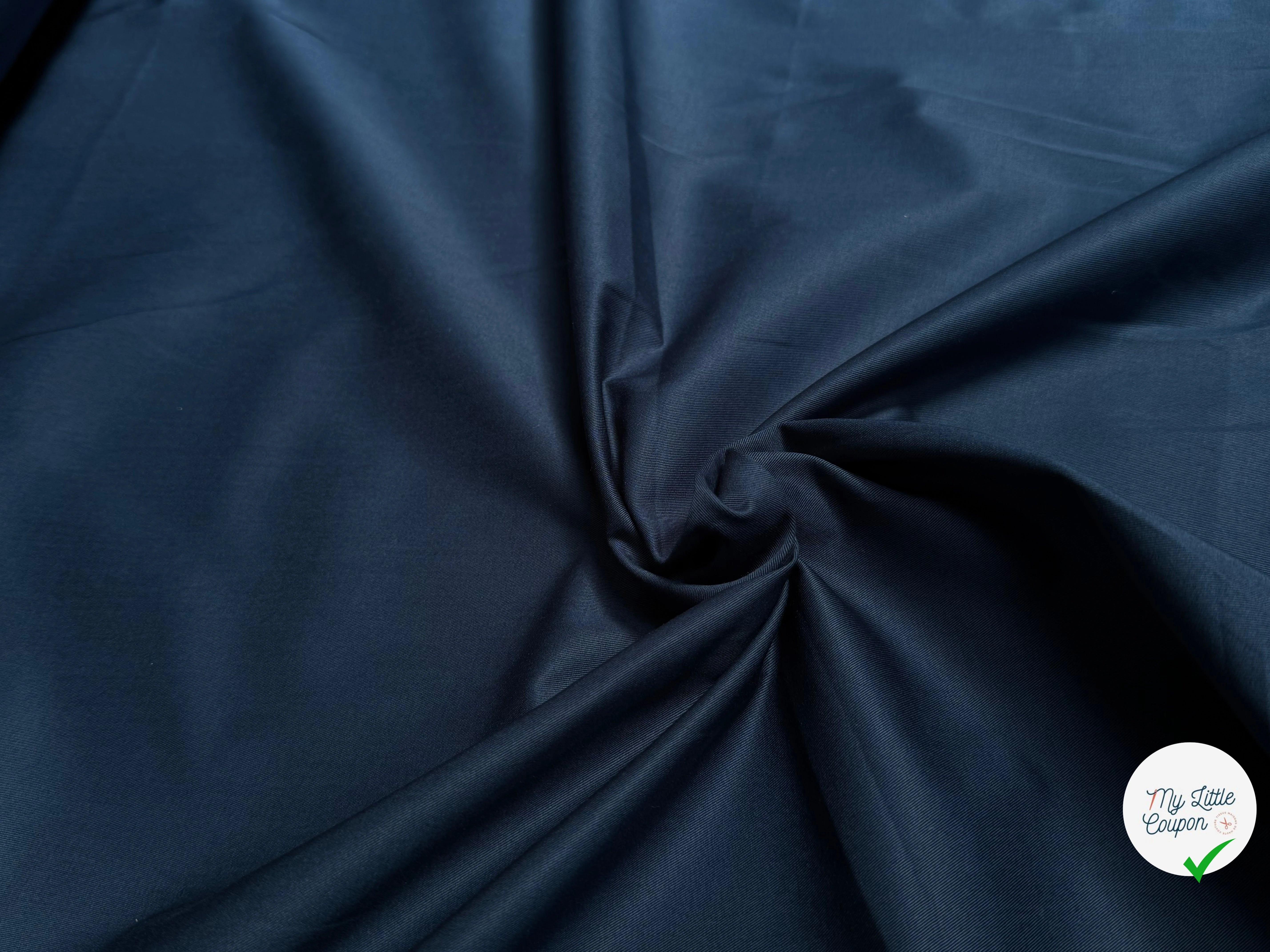 GABARDINE DE COTON INDIGO LÉGÈREMENT STRIÉE QUALITÉ COUTURE - My Little Coupon