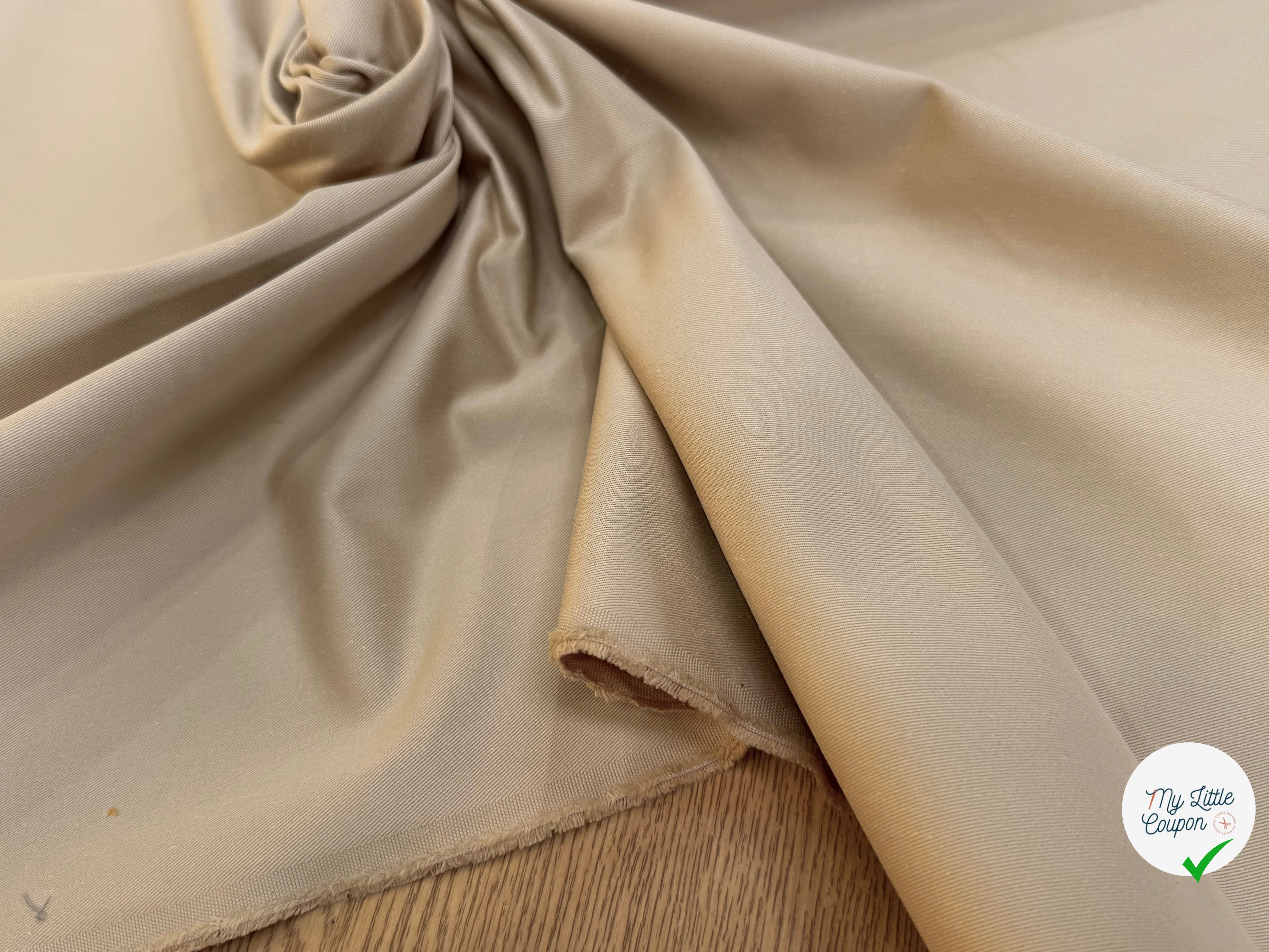 GABARDINE DE COTON LÉGÈREMENT SERGÉE TRÈS BELLE TENUE BEIGE FONCÉ - My Little Coupon
