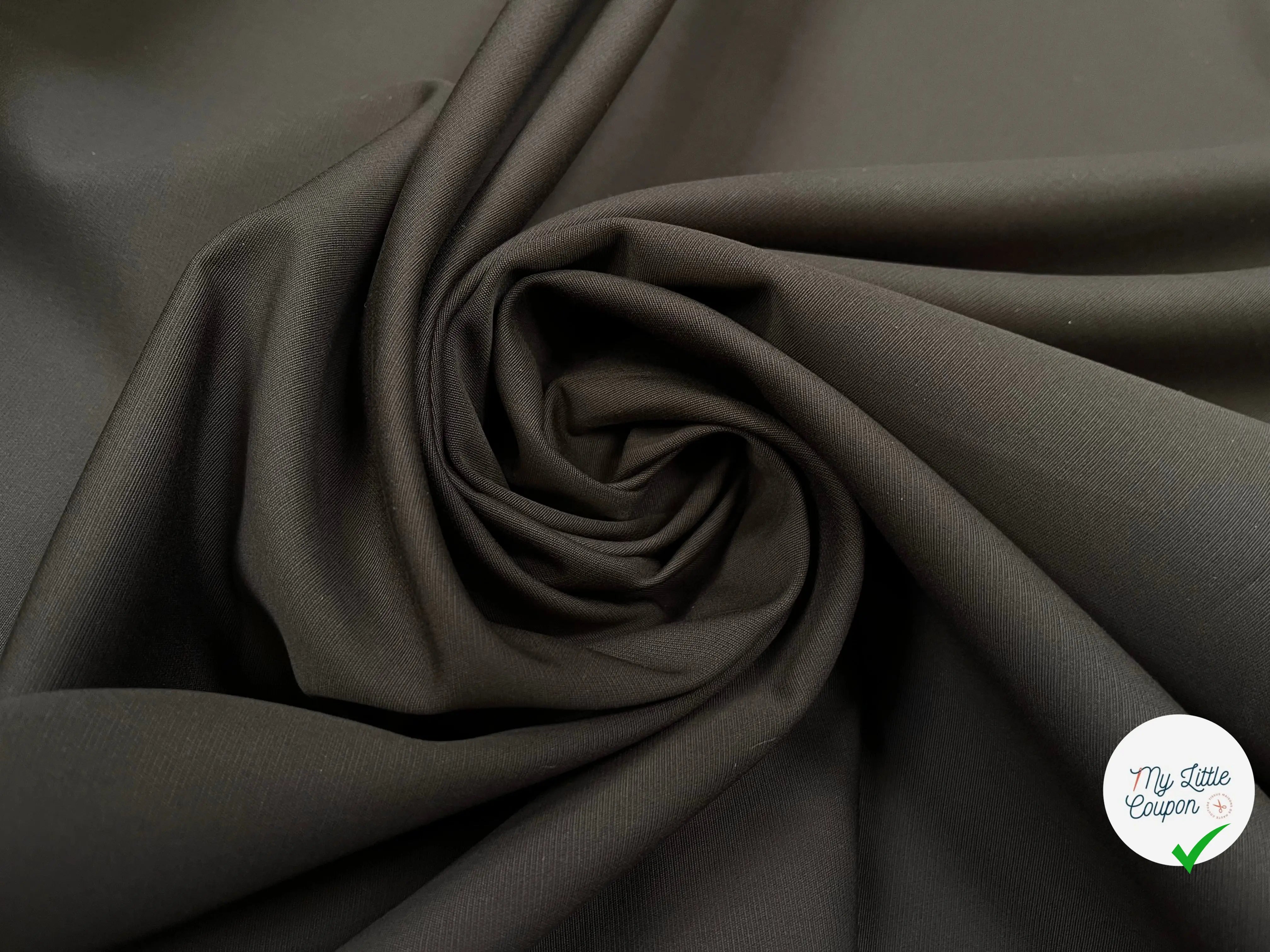 GABARDINE DE COTON LOURDE LEGREMENT STRETCH MUD BROWN - My Little Coupon