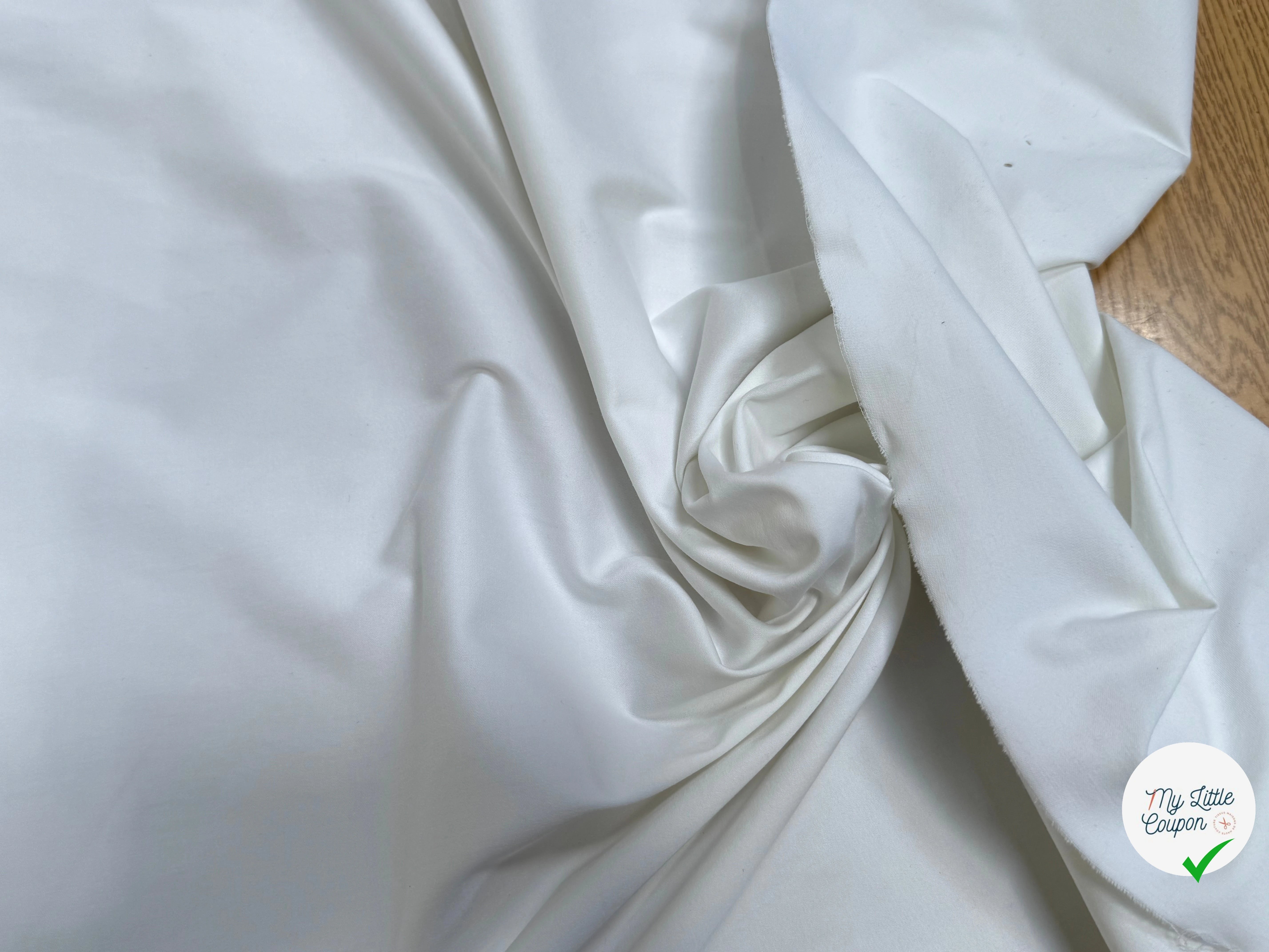 GABARDINE DE COTON LOURDE SATINÉE STRETCH FINITION IMPÉCABLE BLANC - My Little Coupon
