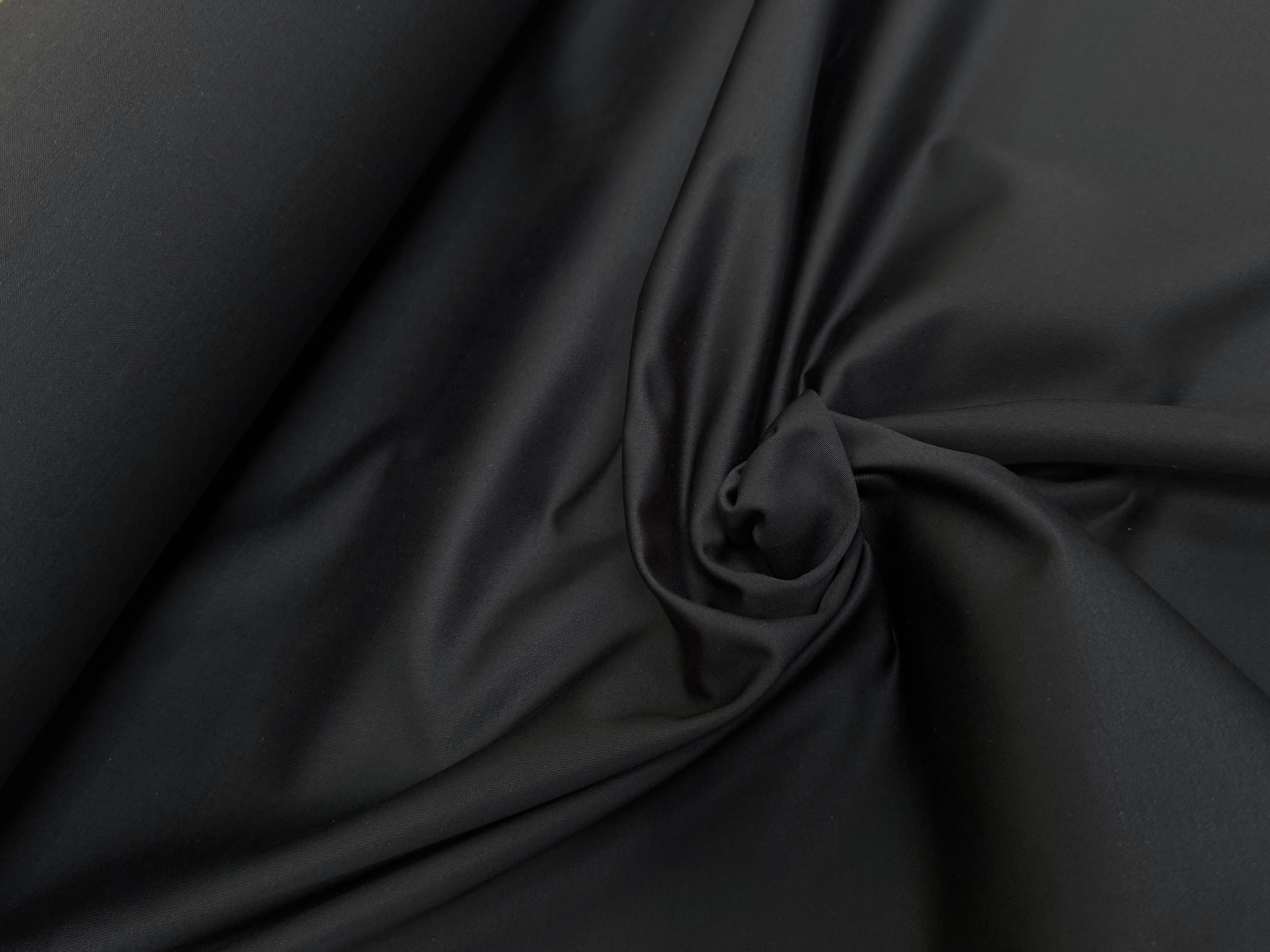 GABARDINE DE COTON LOURDE SATINÉE TENUE REMARQUABLE NOIR - My Little Coupon