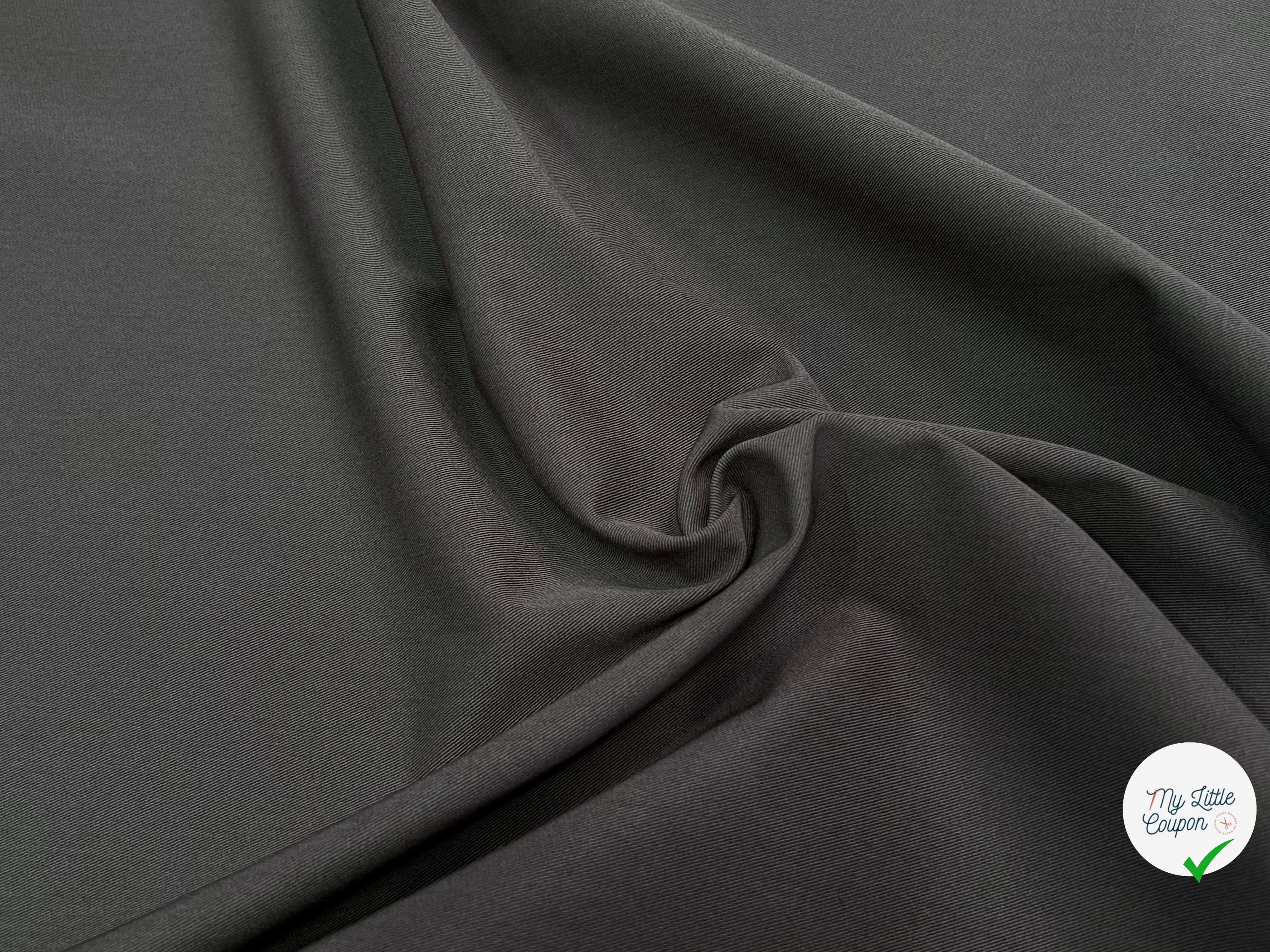 GABARDINE DE COTON LOURDE STRETCH GRIS KAKI - My Little Coupon