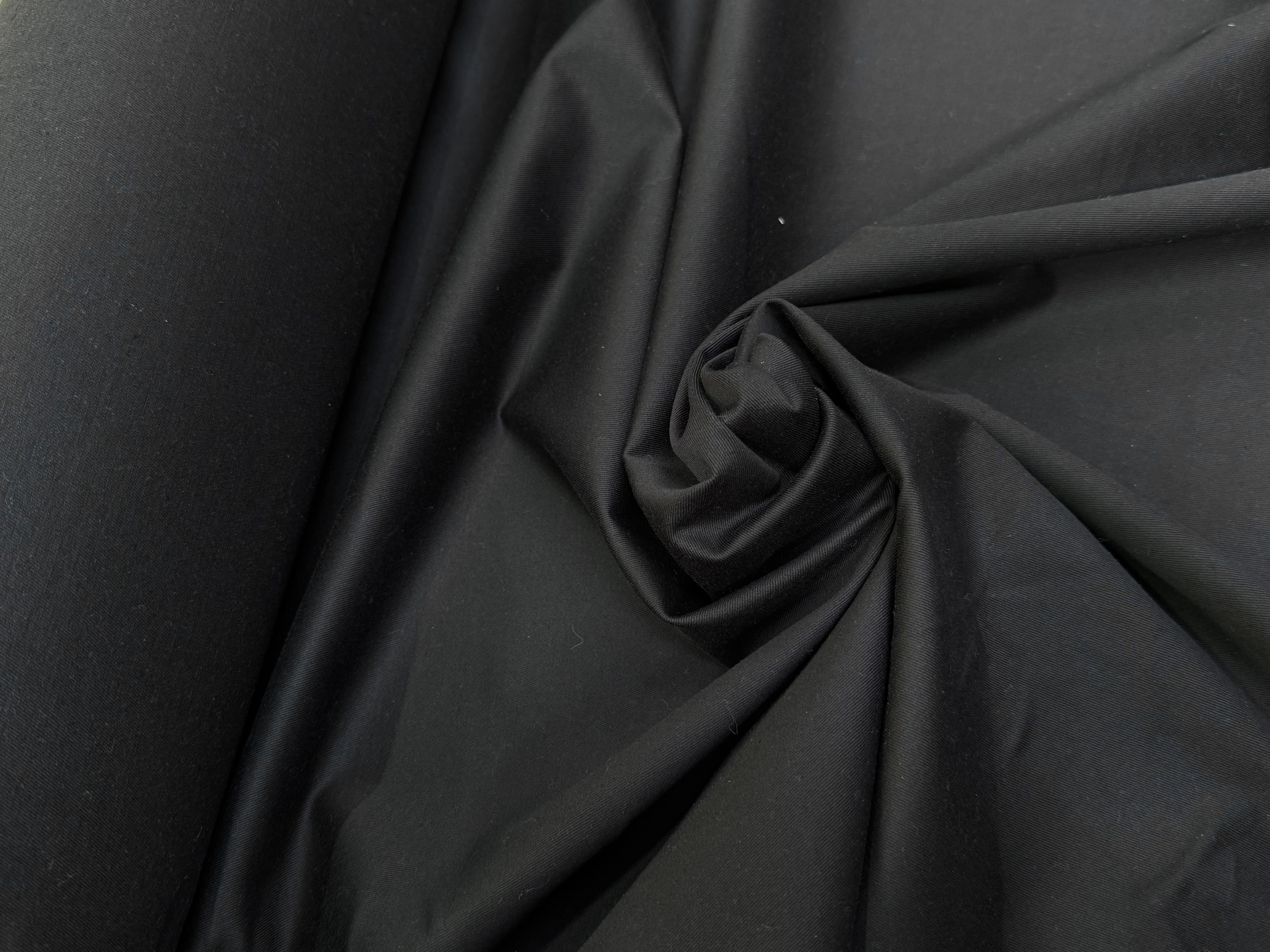 GABARDINE DE COTON NOIR FINEMENT SERGÉE NATURELLE STRETCH - My Little Coupon