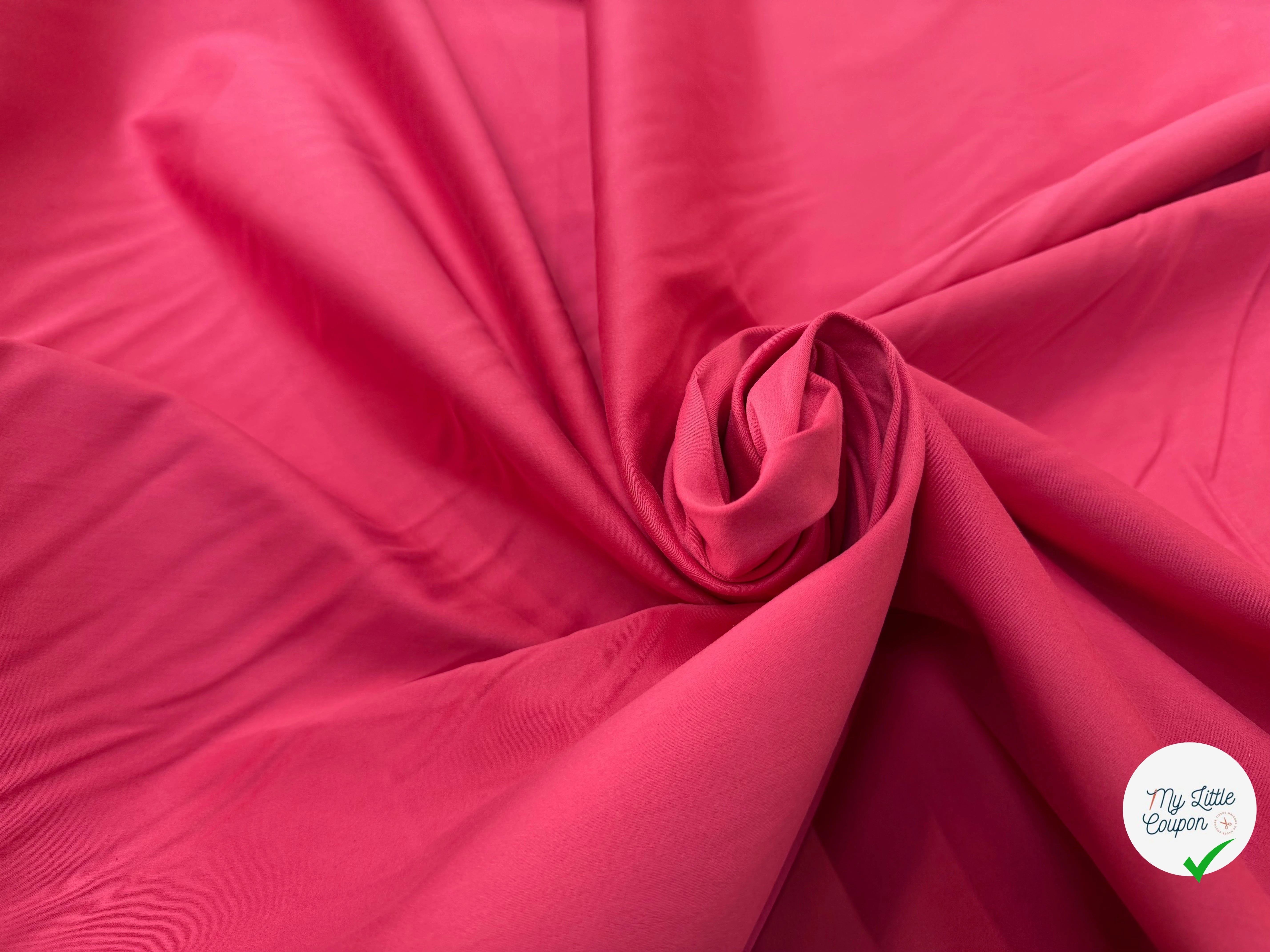 GABARDINE DE COTON ROSE LEGREMENT SATINÉ STRETCH - My Little Coupon
