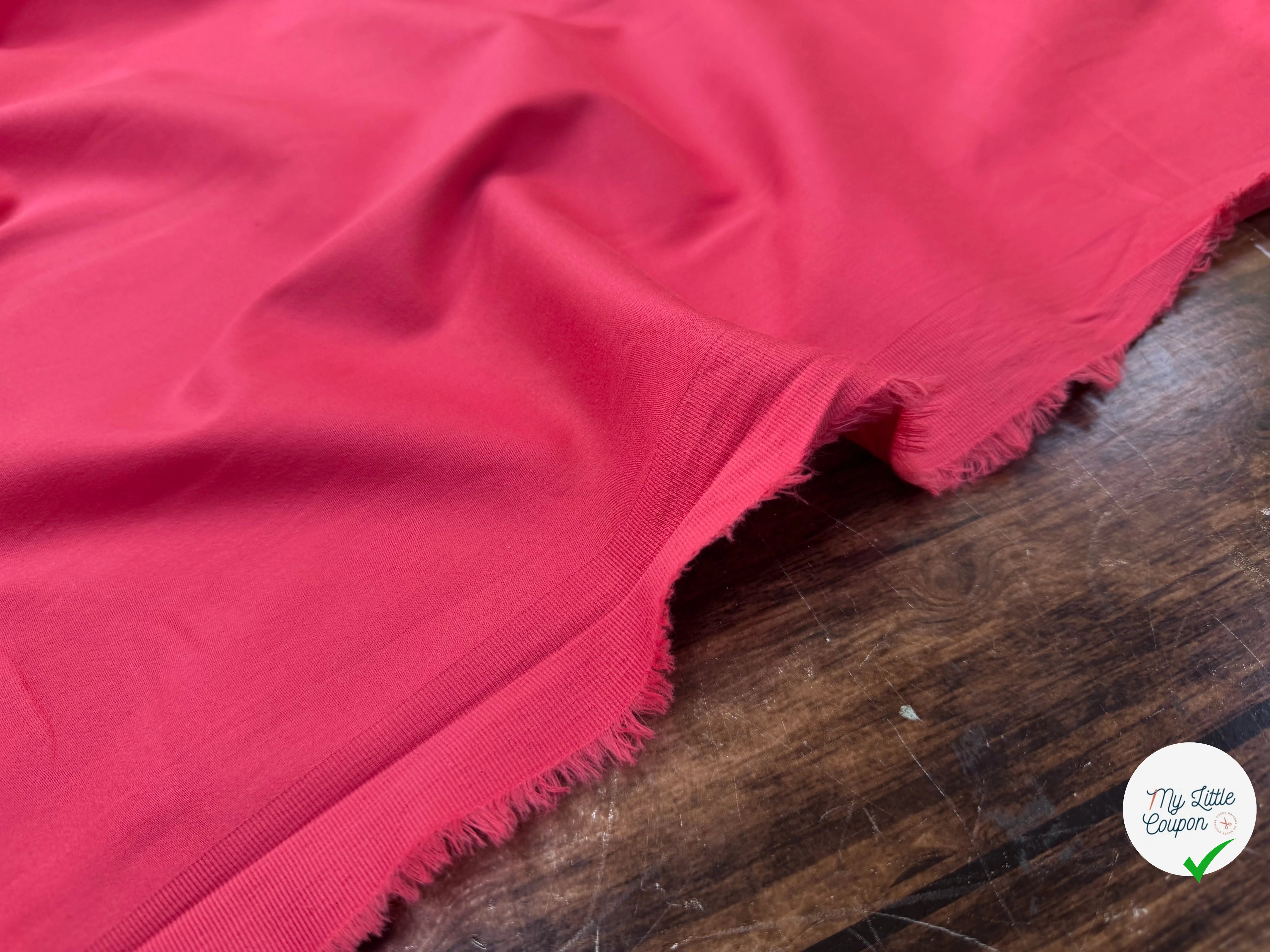 GABARDINE DE COTON ROSE LEGREMENT SATINÉ STRETCH - My Little Coupon