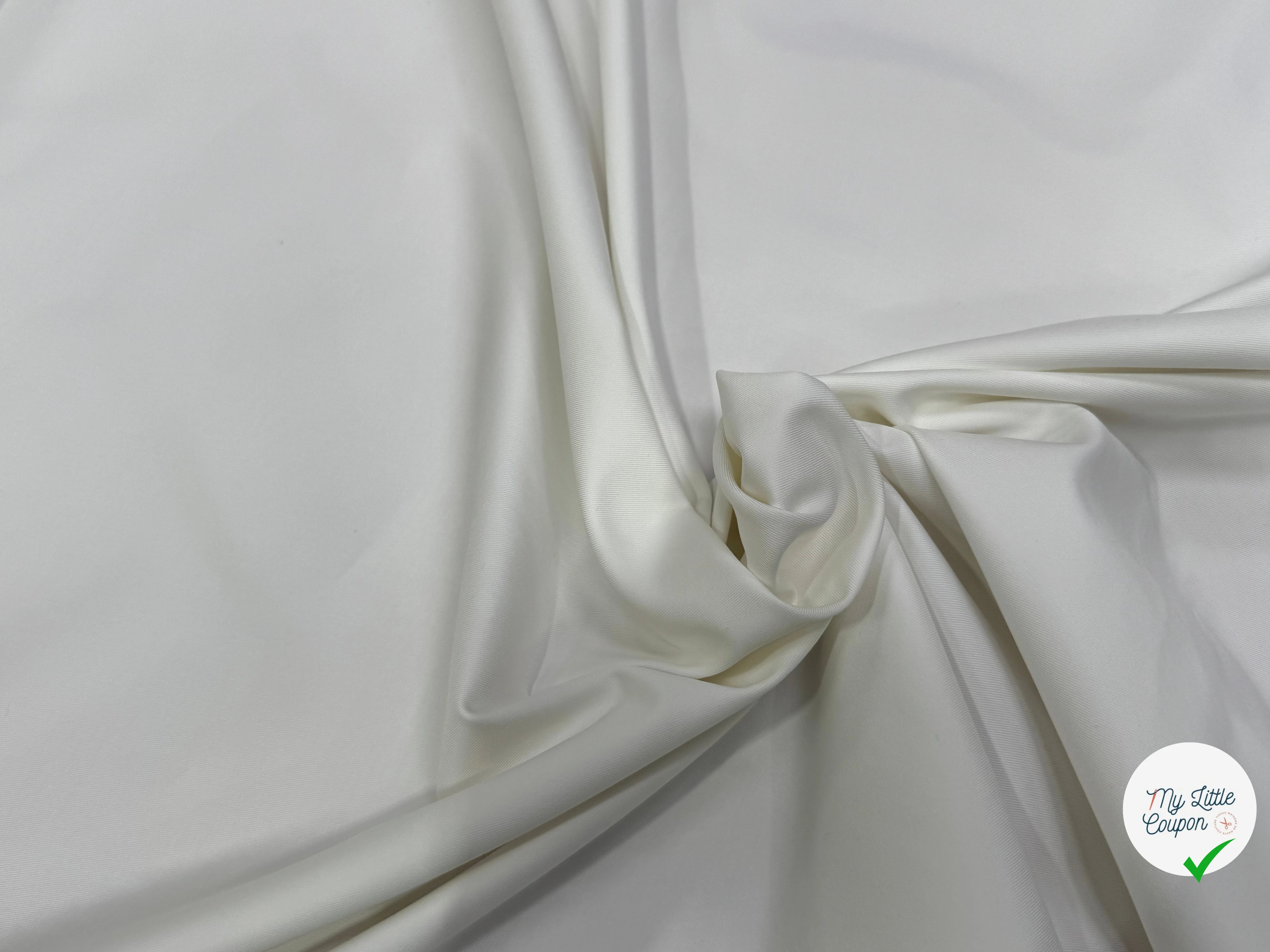 GABARDINE DE COTON SERGÉE TOUCHER TRÈS AGRÉABLE STRETCH BLANC 80% COTON - My Little Coupon