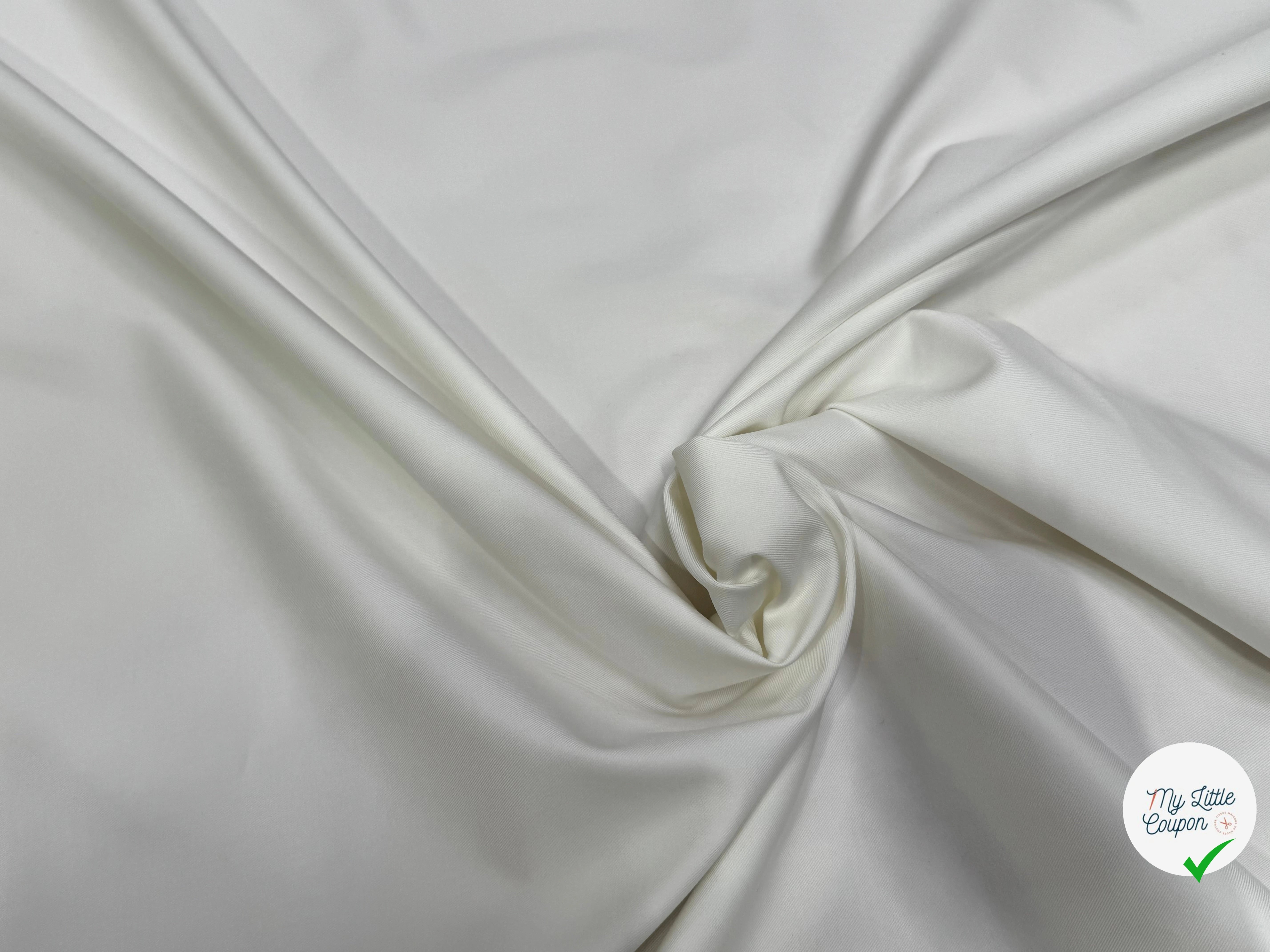 GABARDINE DE COTON SERGÉE TOUCHER TRÈS AGRÉABLE STRETCH BLANC 80% COTON - My Little Coupon