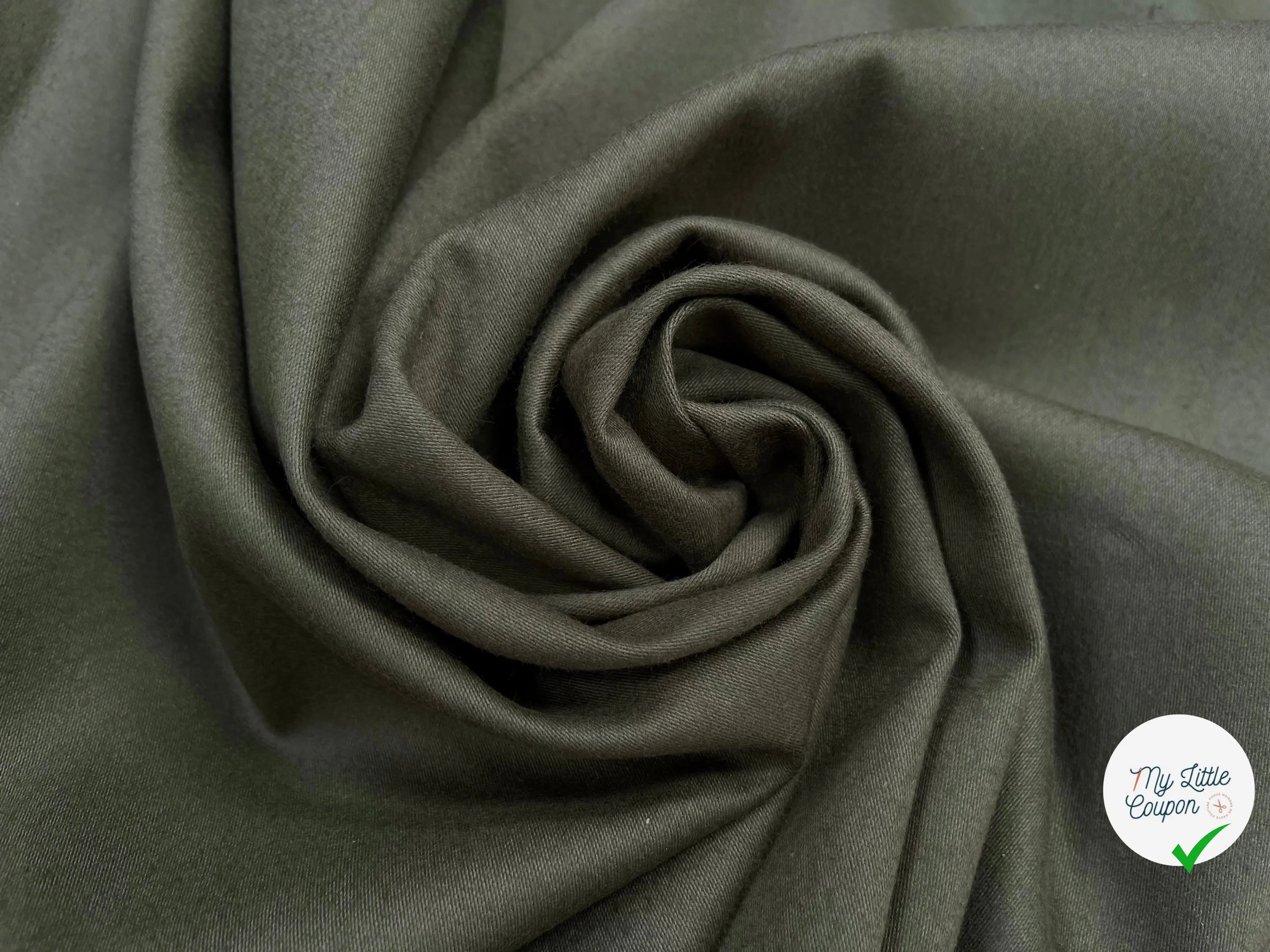 GABARDINE DE COTON STRIÉ KAKI - My Little Coupon