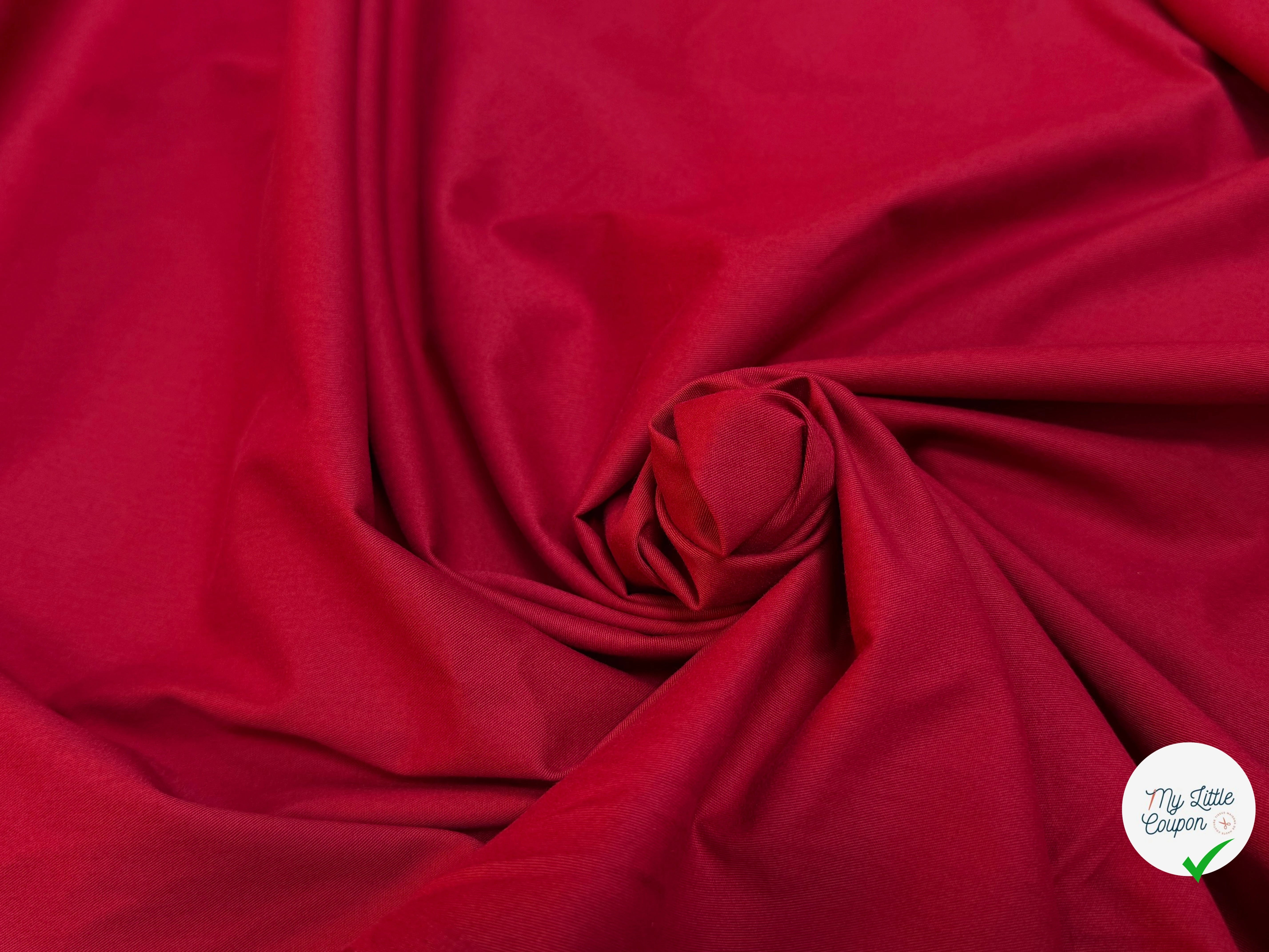 GABARDINE DE COTON SUBLIME LÉGÈREMENT GRATTÉE ROUGE - My Little Coupon