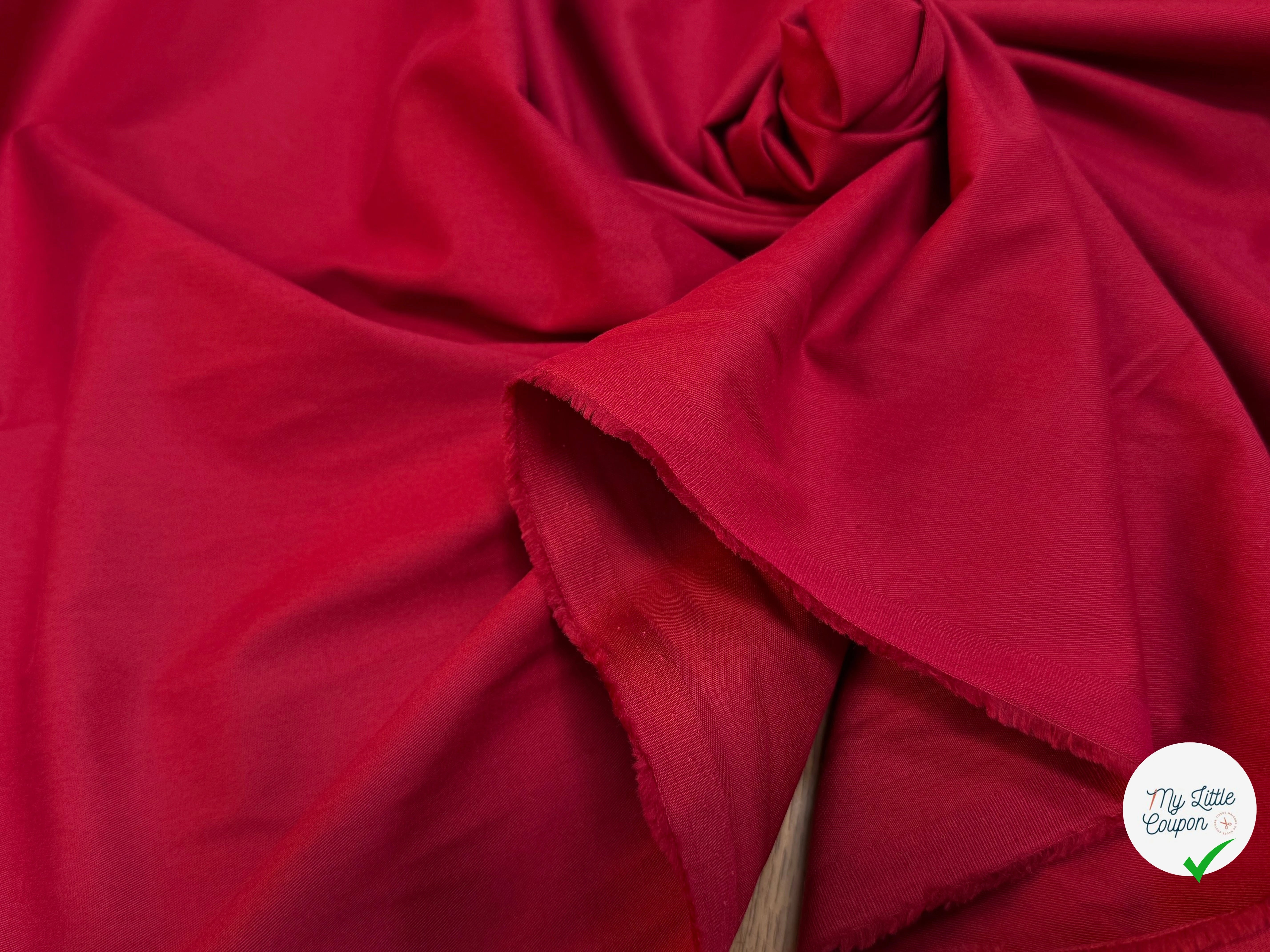 GABARDINE DE COTON SUBLIME LÉGÈREMENT GRATTÉE ROUGE - My Little Coupon