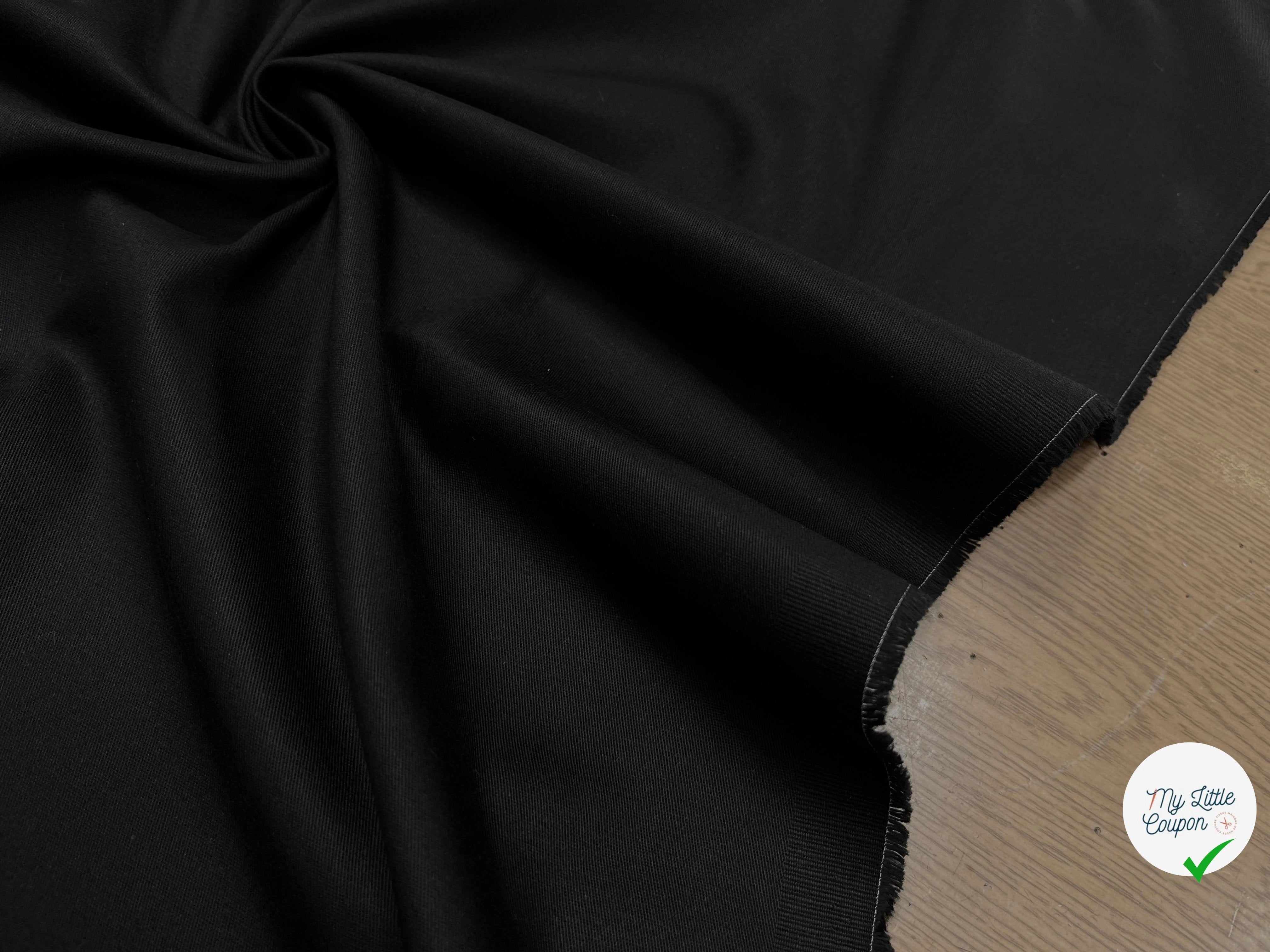 GABARDINE DE COTON UNI NOIR STRETCH - My Little Coupon