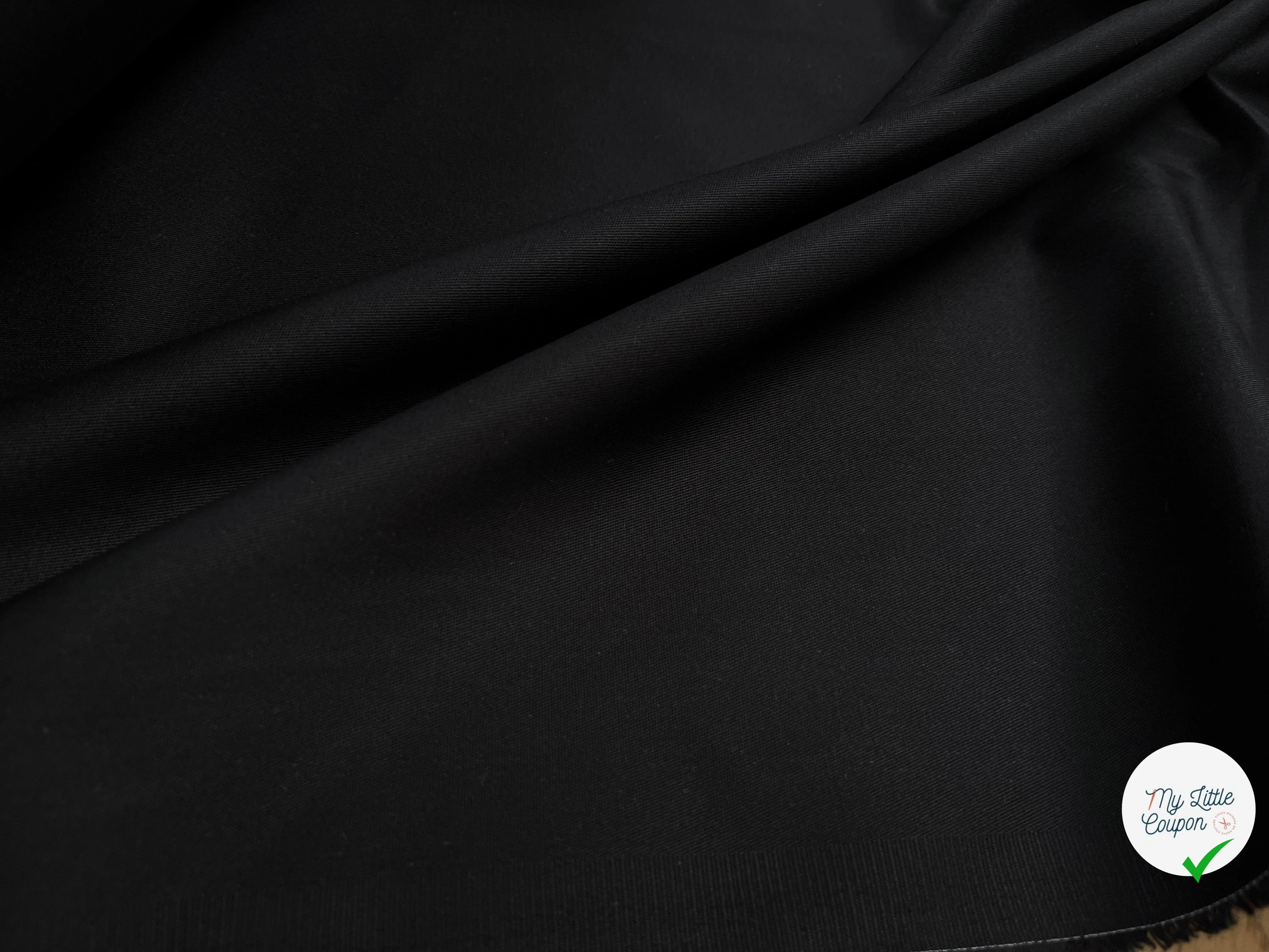 GABARDINE DE COTON UNI NOIR STRETCH - My Little Coupon