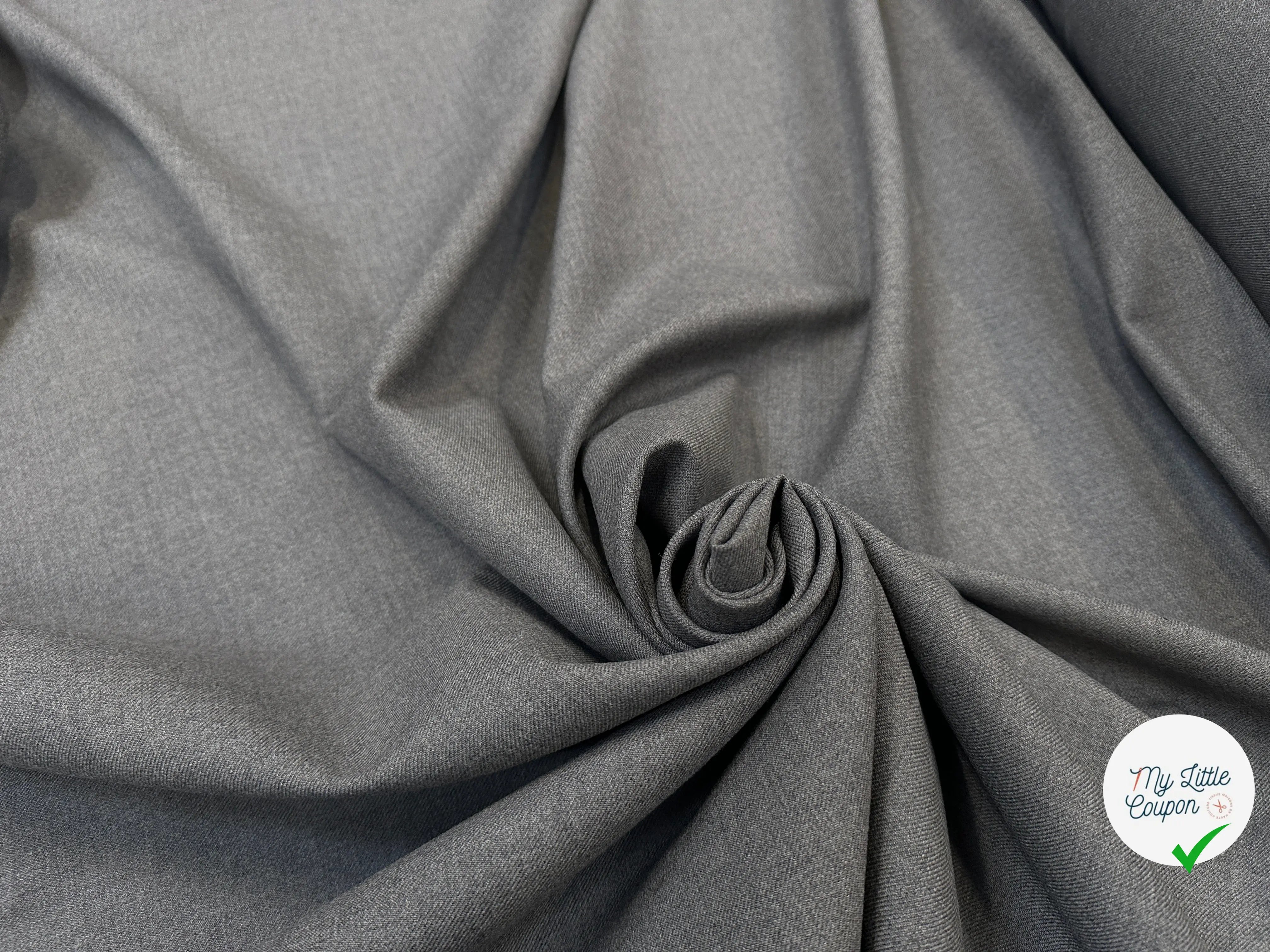 GABARDINE DE LAINE GRIS MOYEN - My Little Coupon